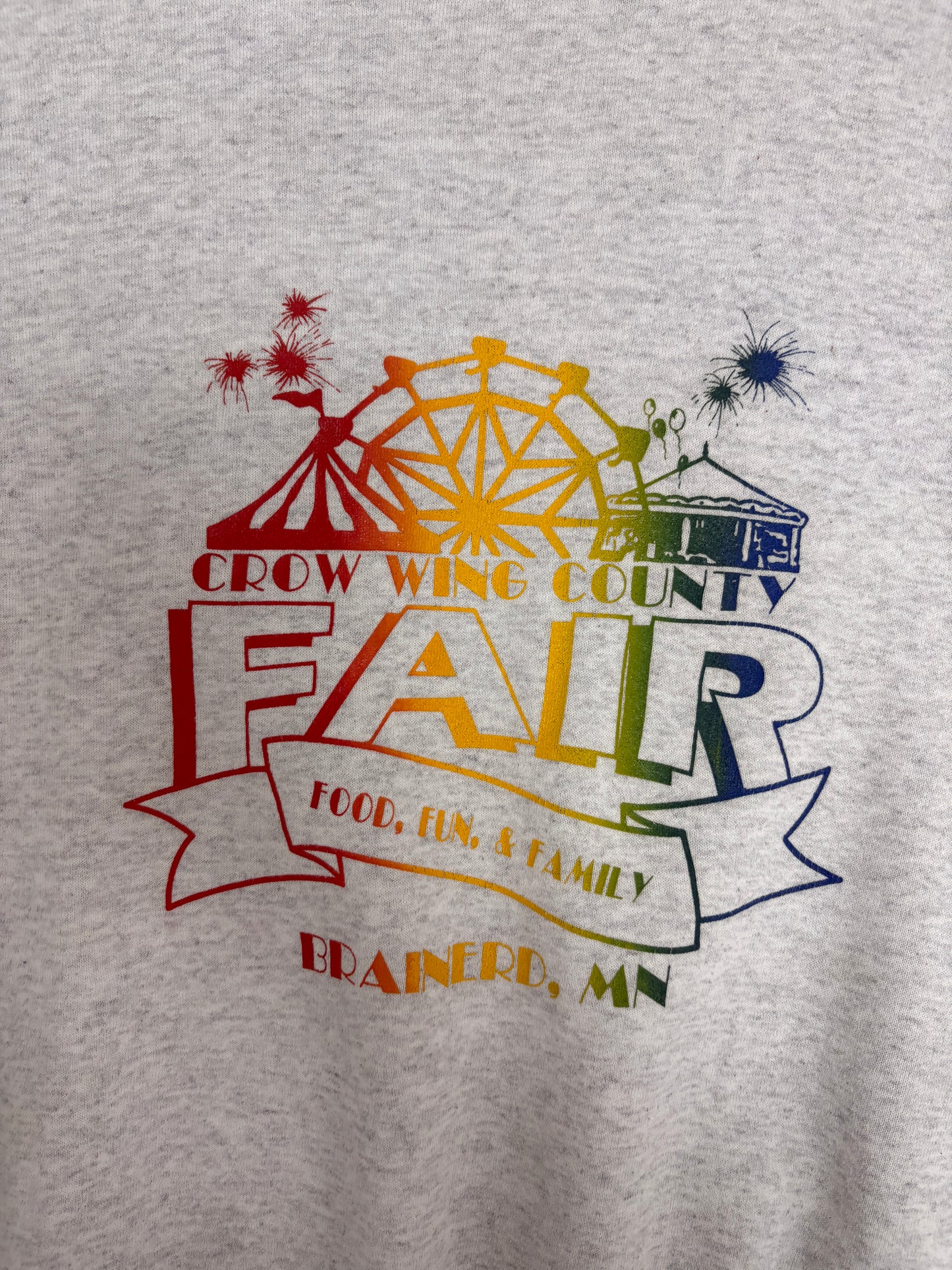Crow Wing County Fair Graphic Crewneck | Size Large | Vintage 1990s Promotional Grey Sweater |