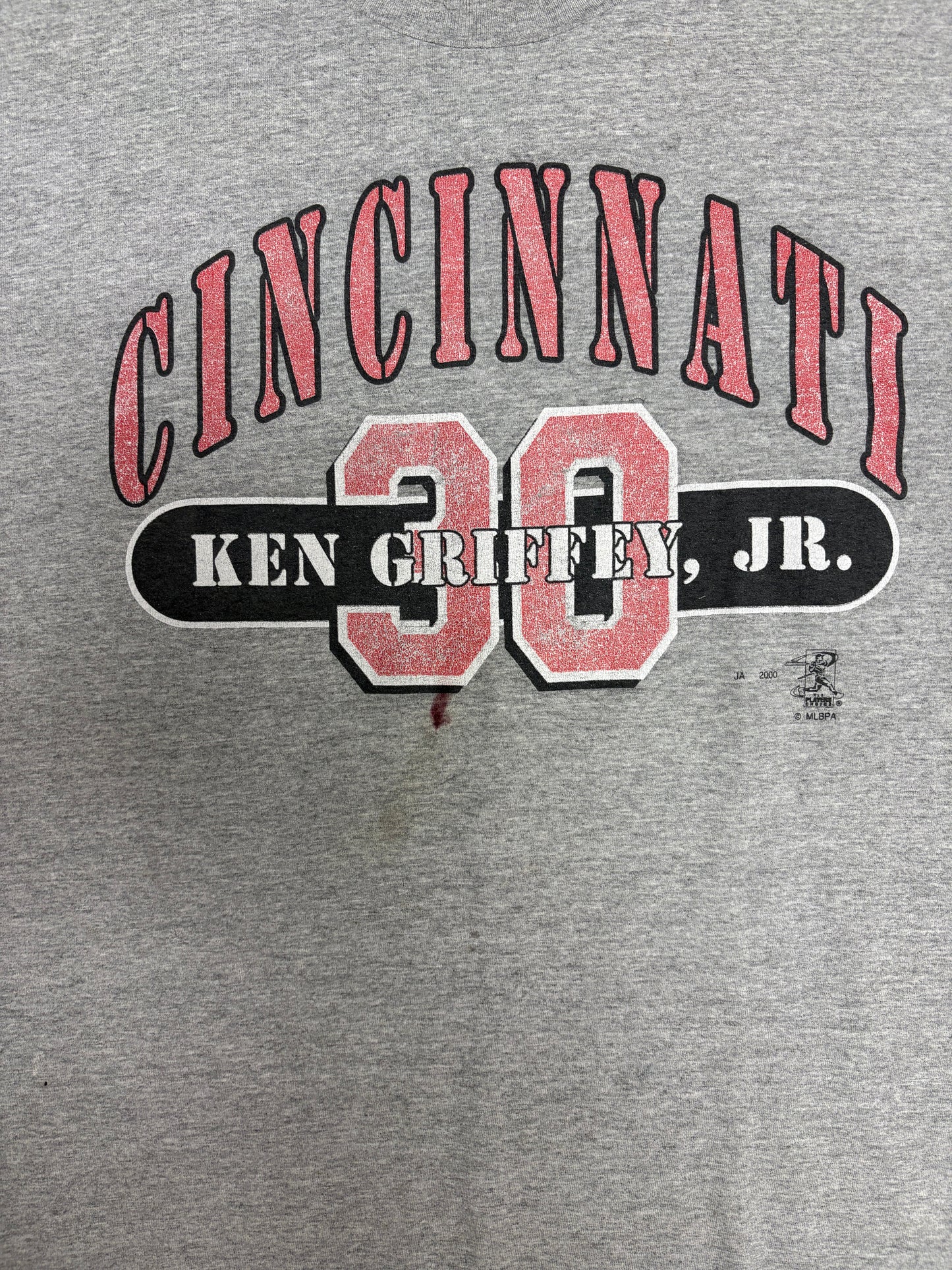 Cincinnati Reds Ken Griffey Jr. Graphic Tee | Size Large | Vintage 2000s MLB Baseball Grey T-Shirt |
