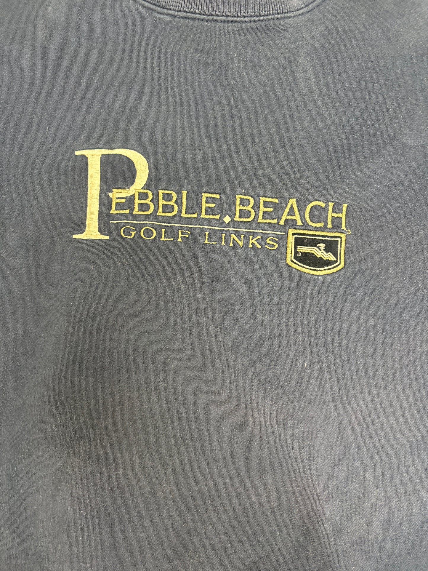 Pebble Beach Golf Links Embroidered Graphic Crewneck | Size Large | Vintage 2000s Promotional Blue Sweater |