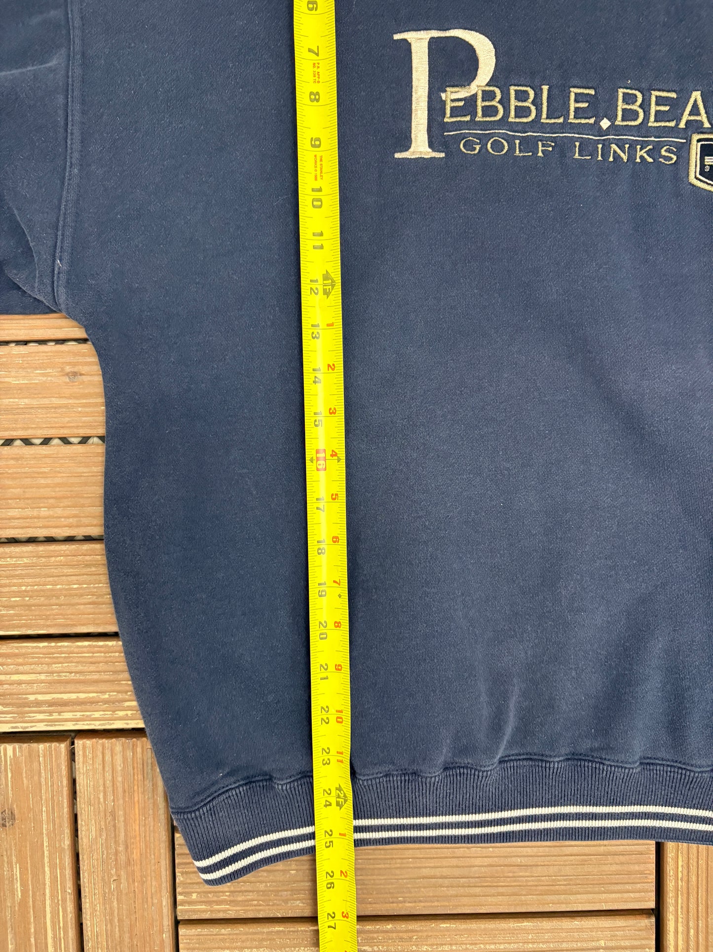 Pebble Beach Golf Links Embroidered Graphic Crewneck | Size Large | Vintage 2000s Promotional Blue Sweater |