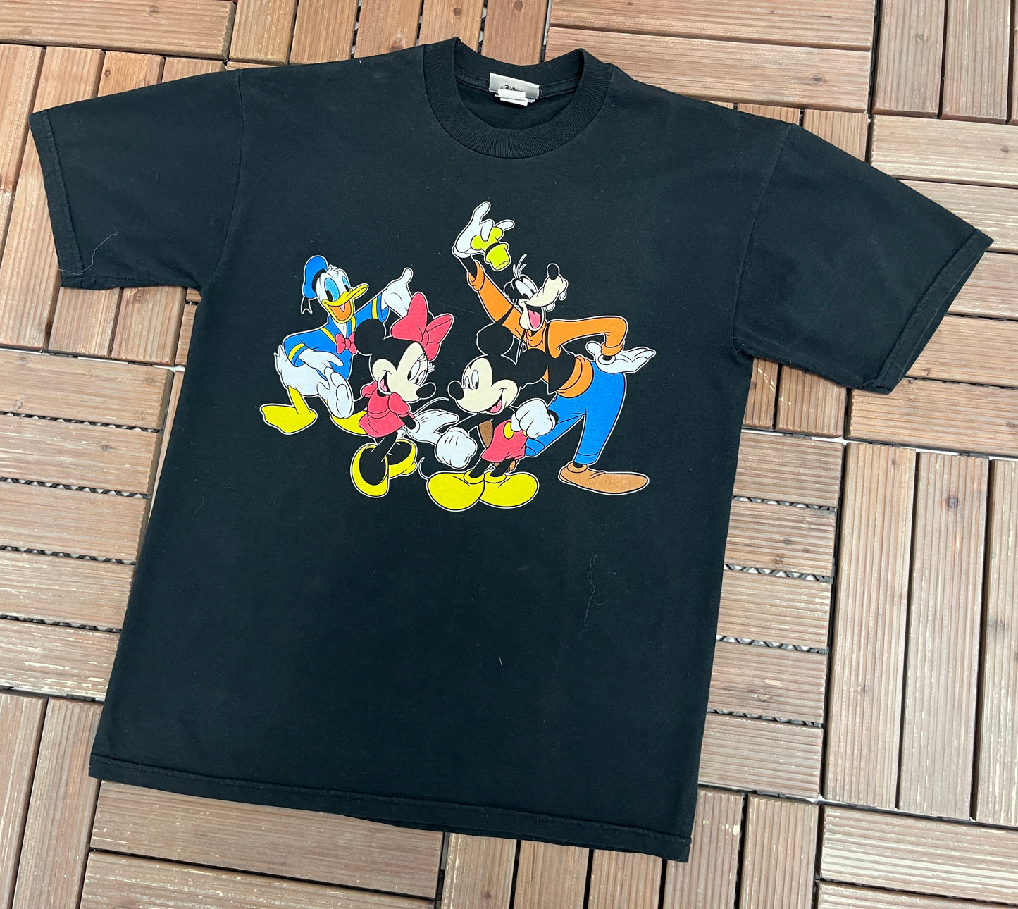 Mickey Mouse Graphic Tee | Size Medium | Vintage 1990s Disney Cartoon Black T-Shirt |