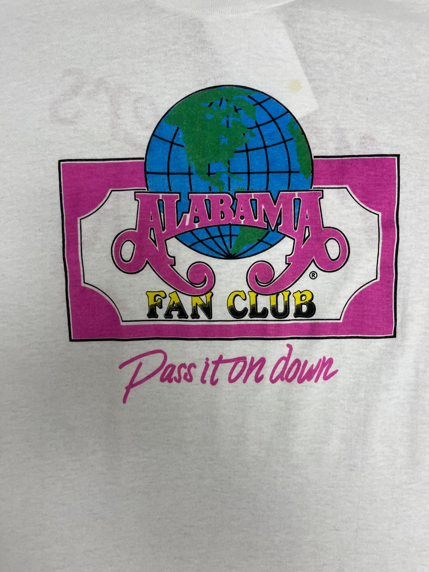 Alabama Fan Club Pass It On Down Graphic Tee | Size Large | Vintage 1990s Country Music White T-Shirt |