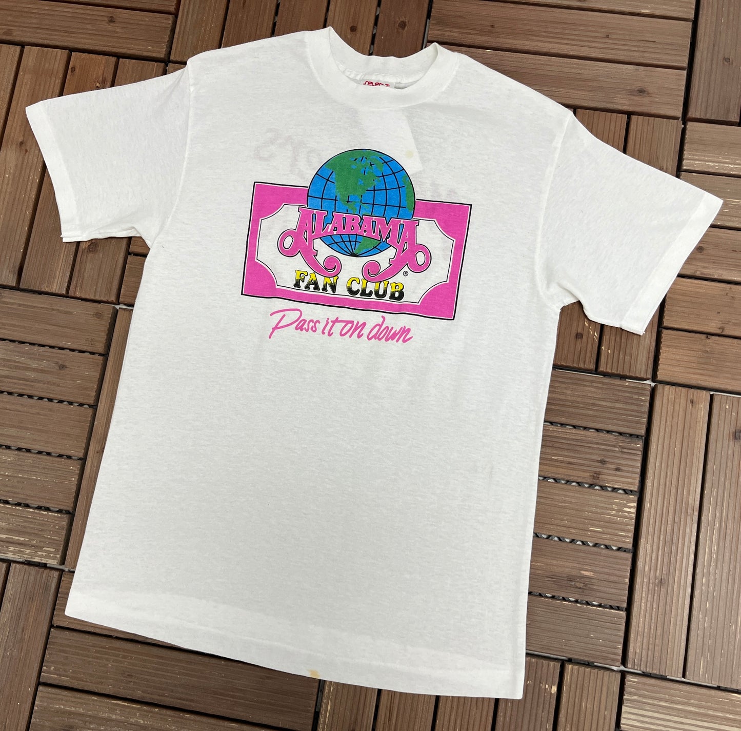 Alabama Fan Club Pass It On Down Graphic Tee | Size Large | Vintage 1990s Country Music White T-Shirt |