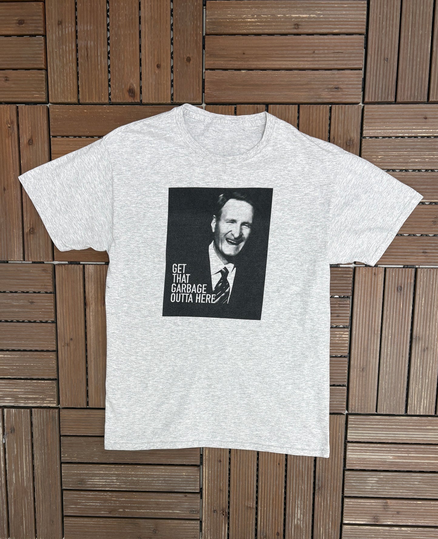 Jack Armstrong Get That Garbage Outta Here Graphic Tee | Size Large | Promotional NBA Basketball Grey T-Shirt |