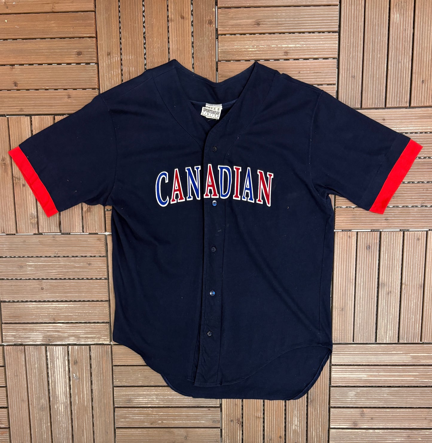 Molson Canadian Graphic Jersey | Size Large | Vintage 1990s Blue Promotional Jersey |