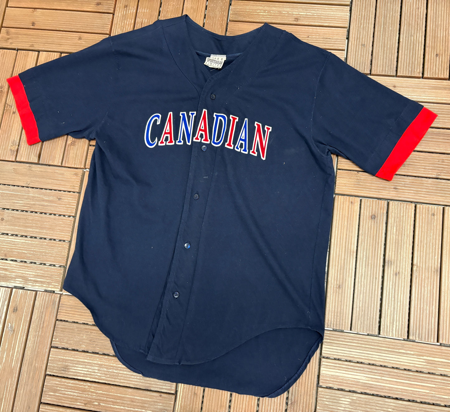 Molson Canadian Graphic Jersey | Size Large | Vintage 1990s Blue Promotional Jersey |
