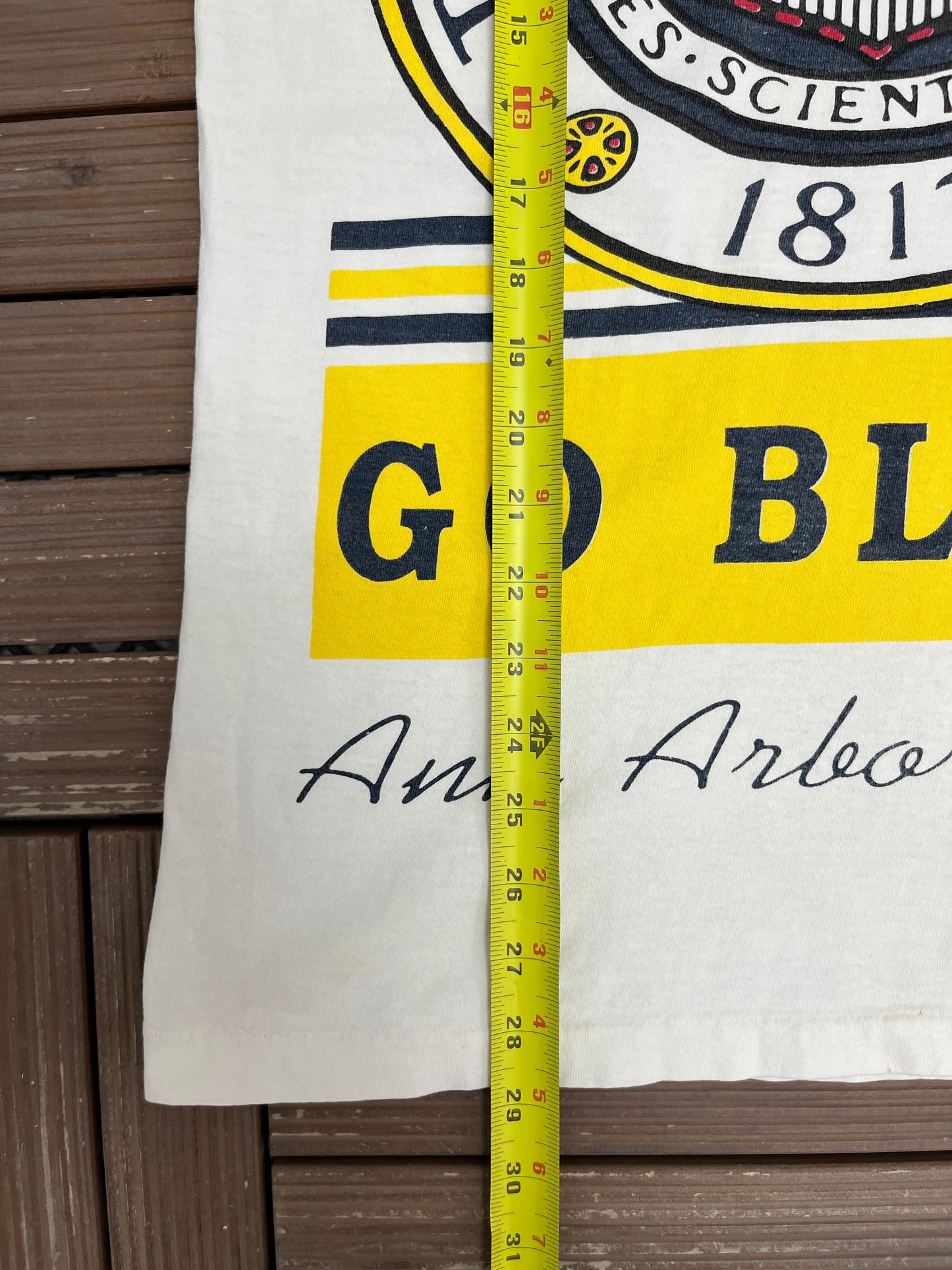 Michigan Wolverines Graphic Tee | Size Large | Vintage 1990s All Over Print College White T-Shirt |