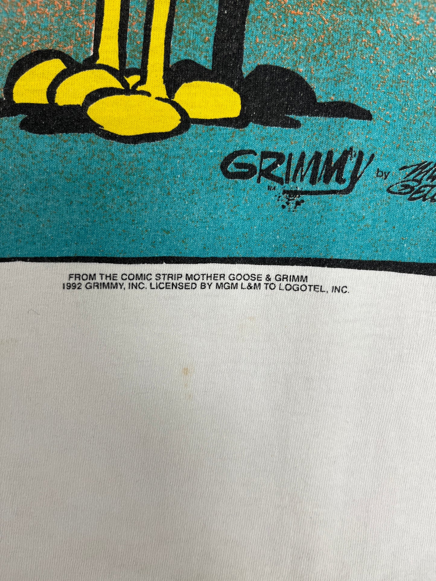 Mother Goose & Grim Fetch This! Graphic Tee | Size Medium | Vintage 1990s Funny Promotional Cartoon White T-Shirt |