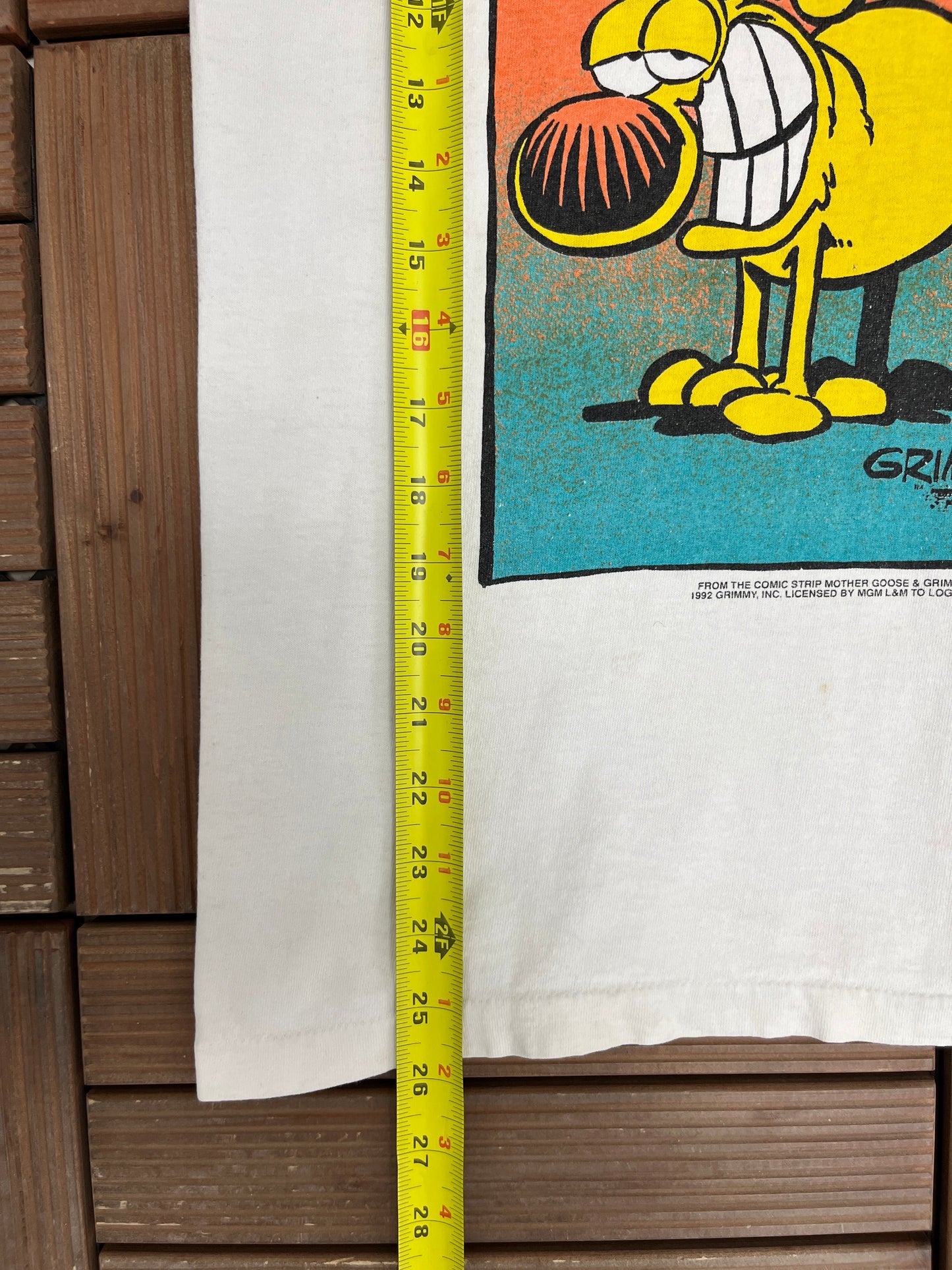 Mother Goose & Grim Fetch This! Graphic Tee | Size Medium | Vintage 1990s Funny Promotional Cartoon White T-Shirt |