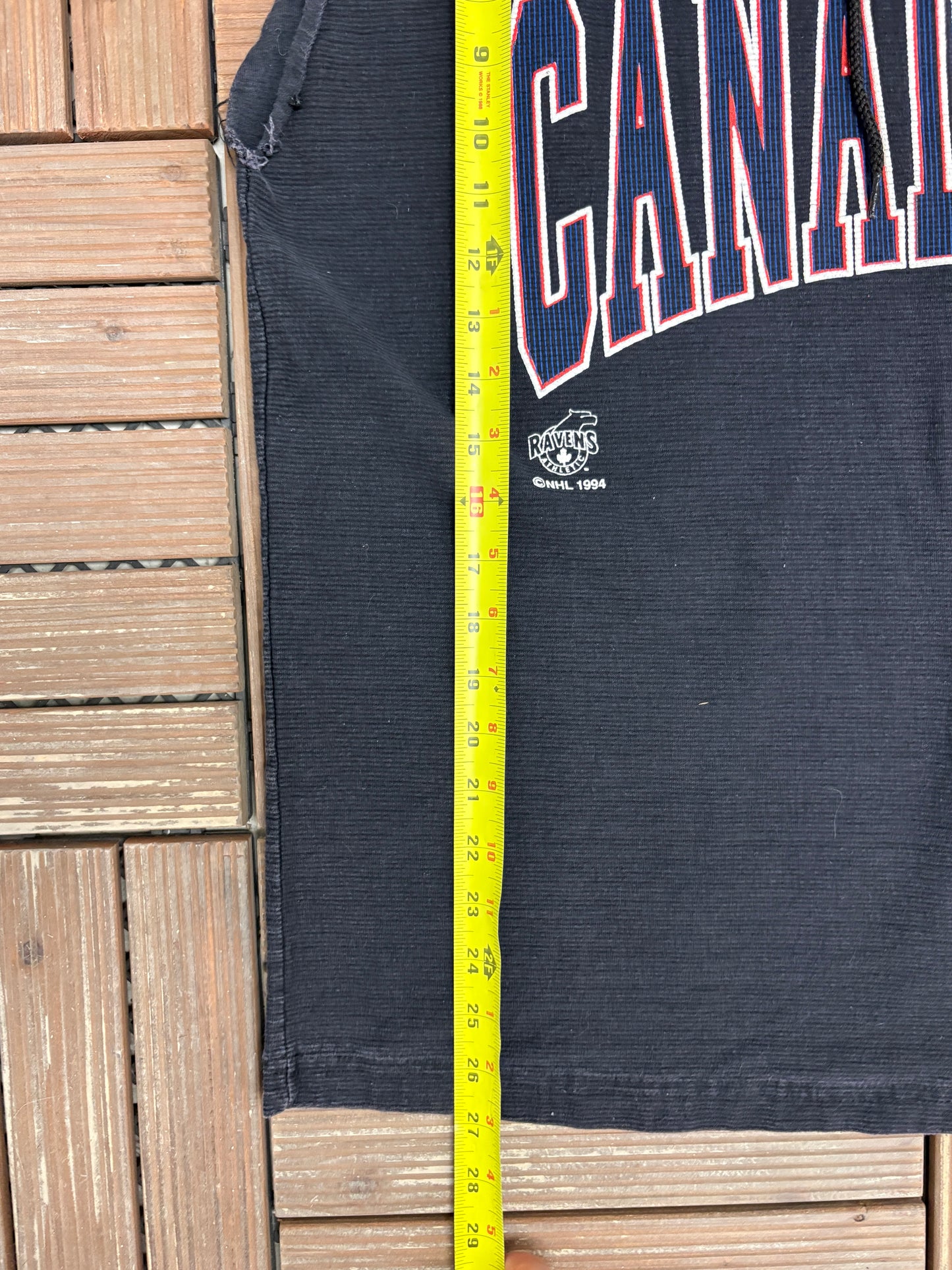 Montreal Canadiens Tank Top Graphic Hoodie | Size Medium | Vintage 1990s NHL Hockey Black T-Shirt |