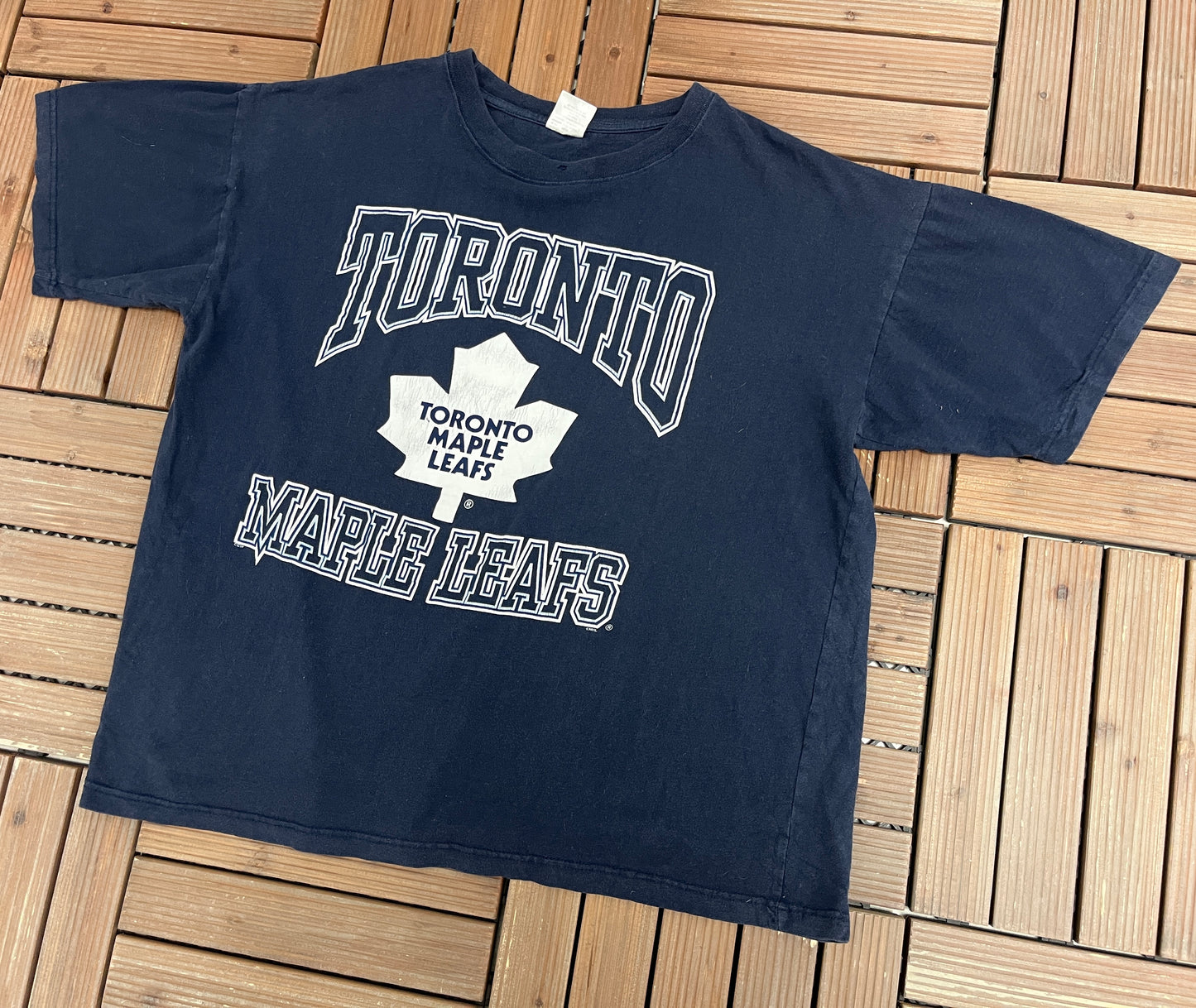 Toronto Maple Leafs Graphic Tee | Size X-Large | Vintage 2000s NHL Hockey Blue T-Shirt |