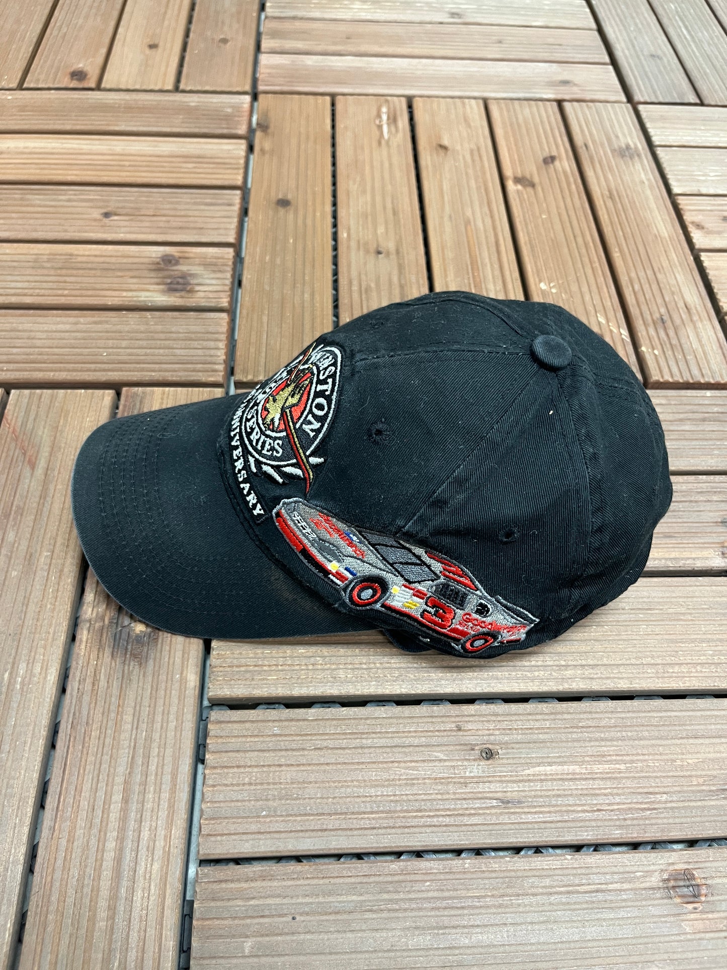 NASCAR Winston Cup Series 25th Anniversary Graphic Hat | Strap Back | Vintage 1990s Racing Black Cap |