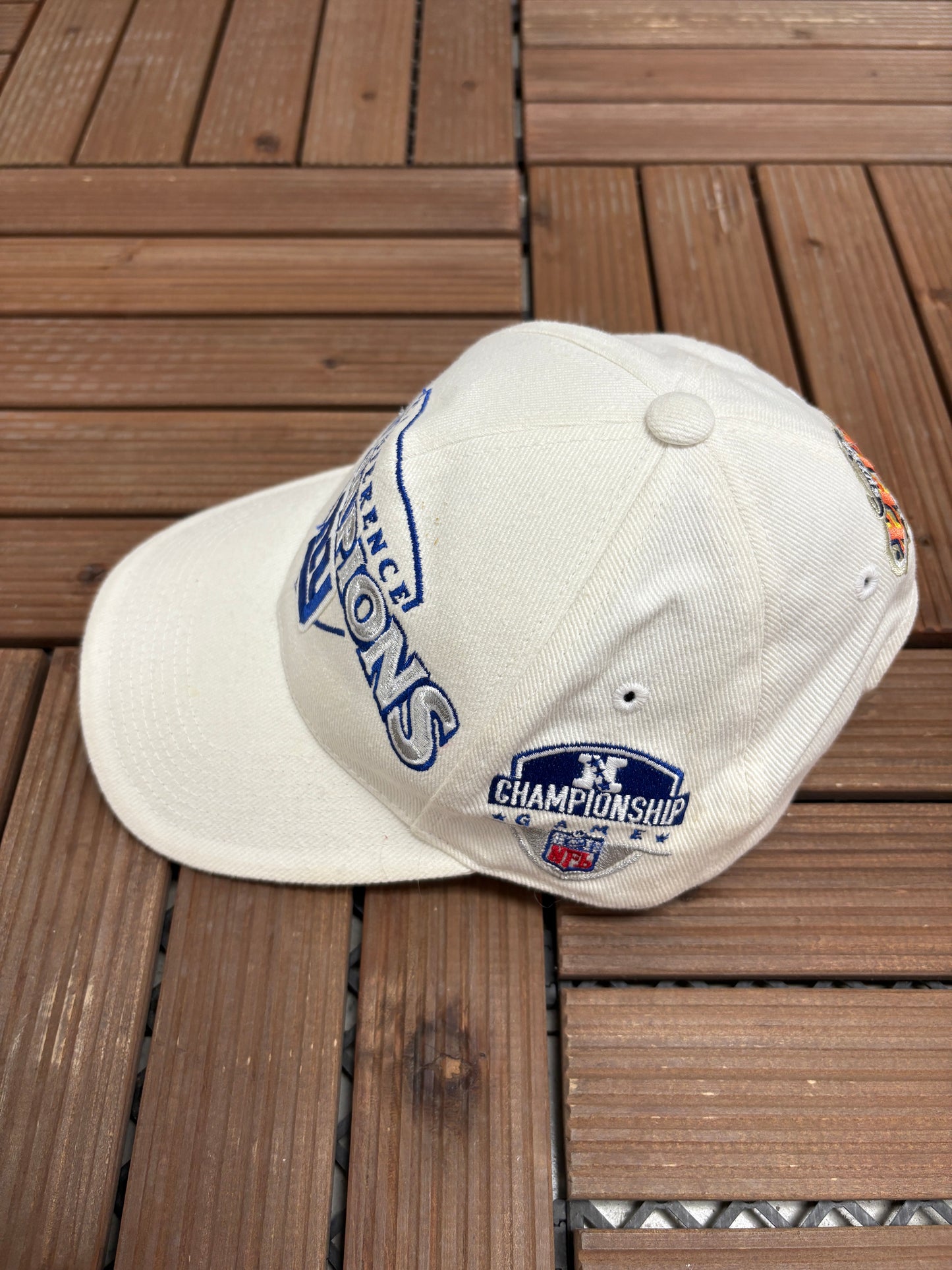 New York Giants Conference Champions Graphic Hat | Strap Back | Vintage 2000s NFL Football White Cap |