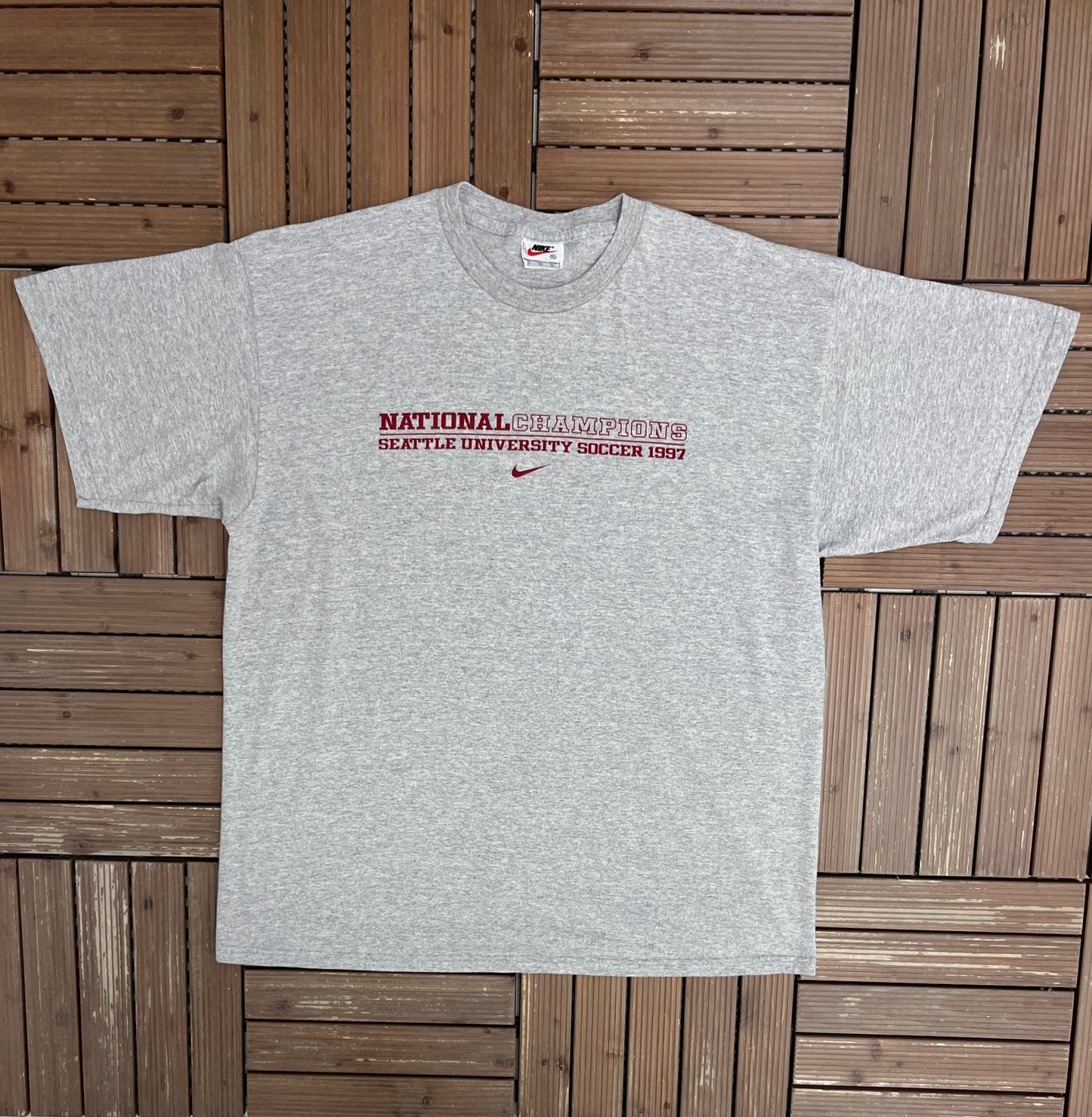 Seattle Redhawks Soccer 1997 National Champions Graphic Tee | Size X-Large | Vintage 1990s College Grey T-Shirt |