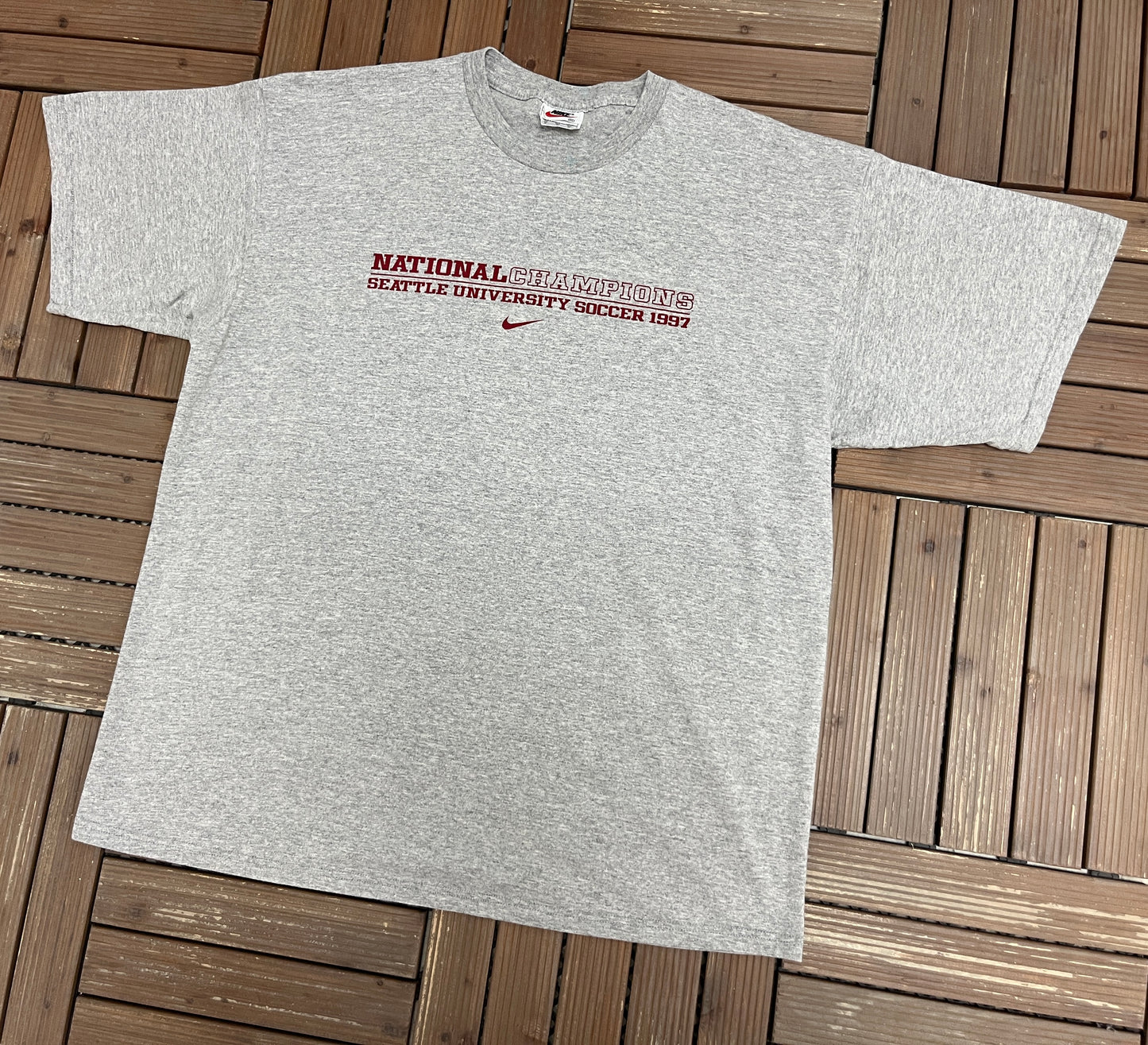 Seattle Redhawks Soccer 1997 National Champions Graphic Tee | Size X-Large | Vintage 1990s College Grey T-Shirt |