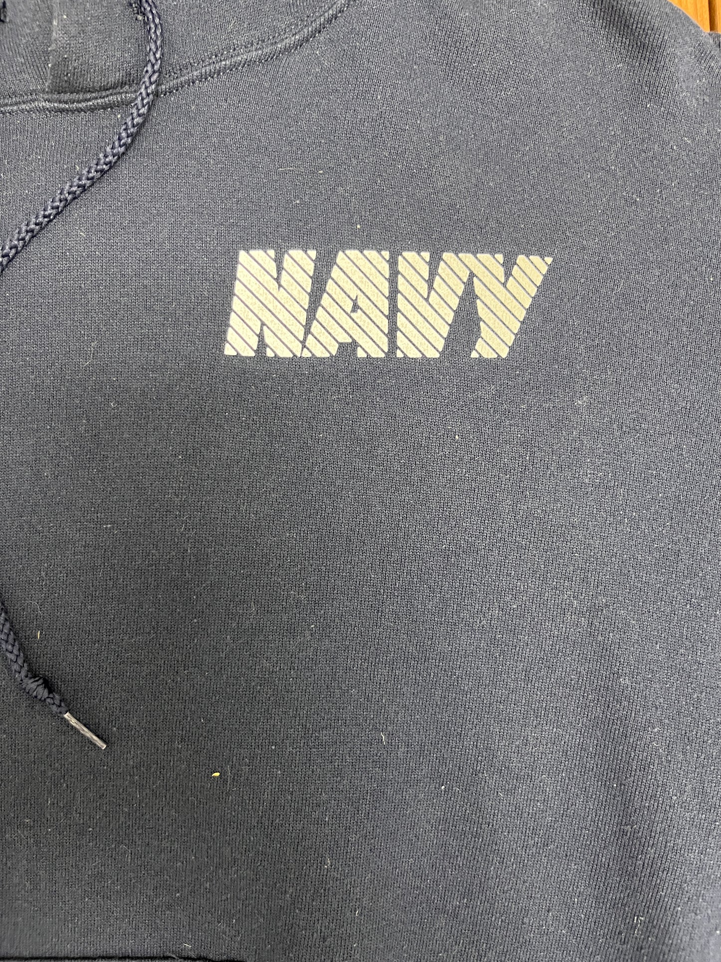 United States of America Navy Graphic Sweater | Size Large | Vintage 1990s Made in USA Blue Hoodie |