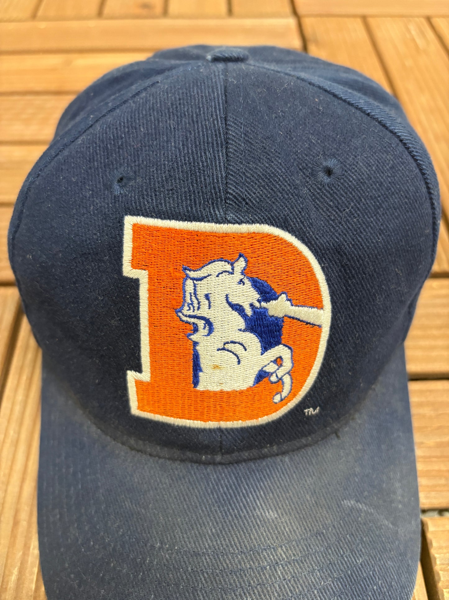 Denver Broncos Graphic Hat | Snap Back | Vintage 1990s Nike NFL Football Blue Cap |