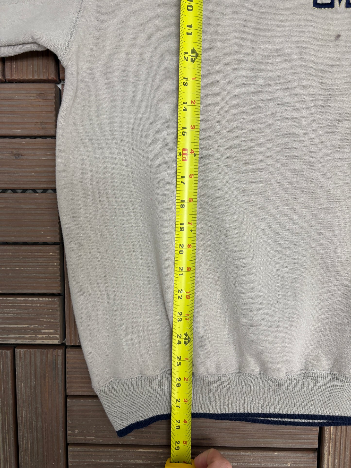 Mickey Mouse Embroidered Graphic Crewneck | Size X-Large | Vintage 2000s Disney Promotional Beige Sweater |