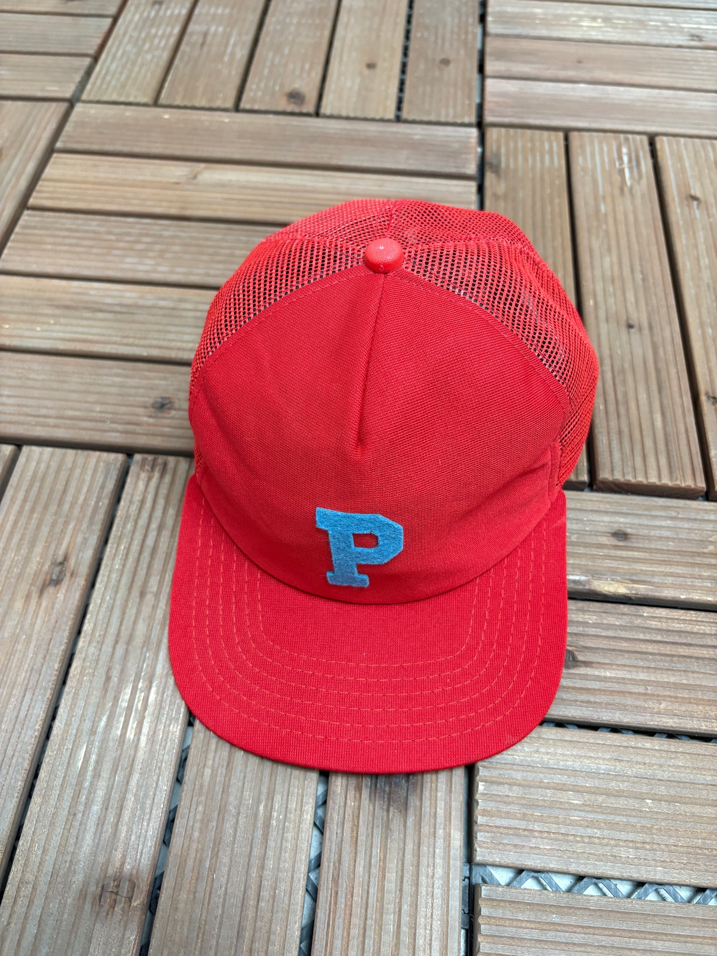 Philadelphia Phillies Graphic Hat | Snap Back | Vintage 1990s Made in USA New Era Red Cap |