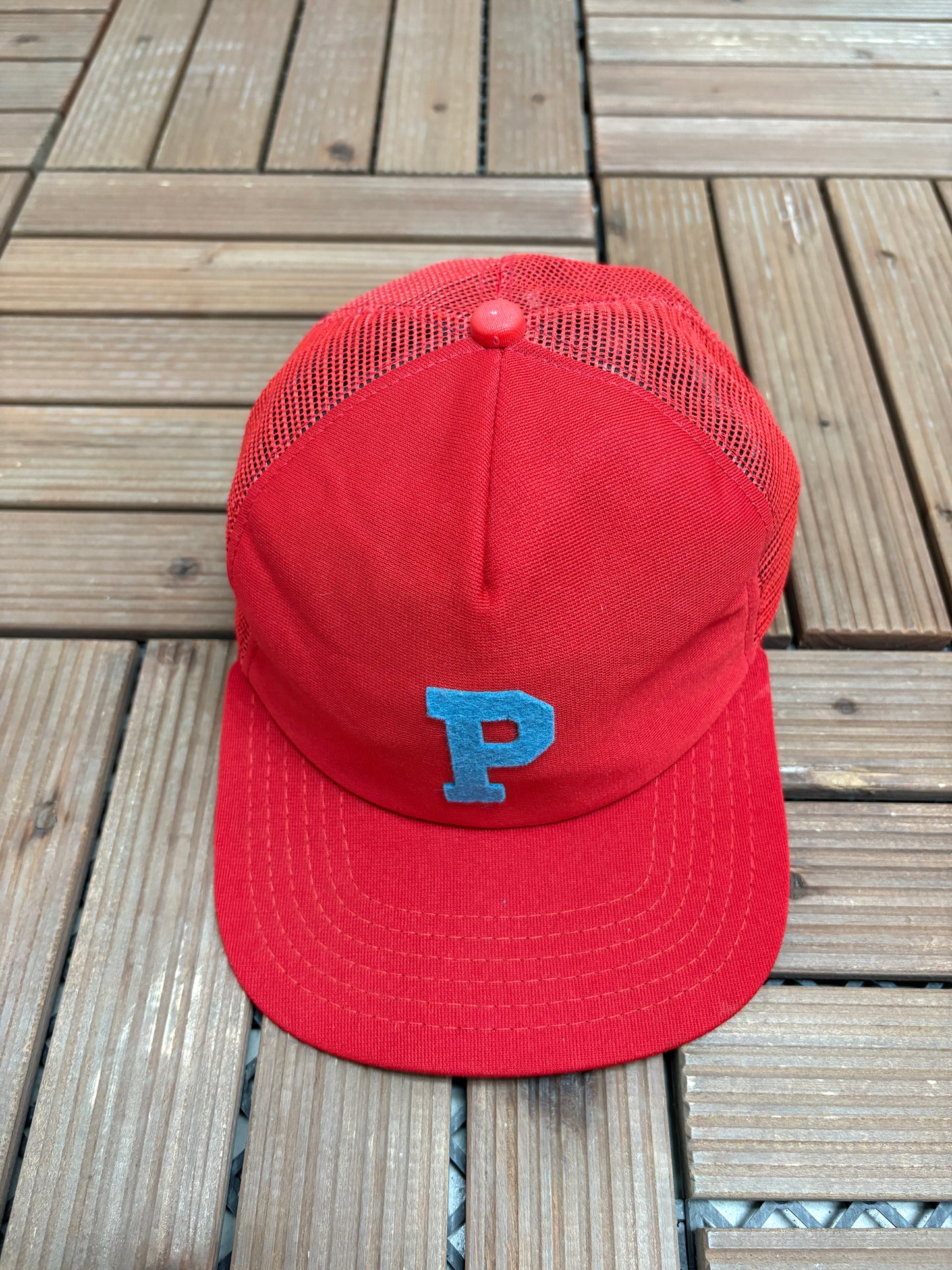 Philadelphia Phillies Graphic Hat | Snap Back | Vintage 1990s Made in USA New Era Red Cap |