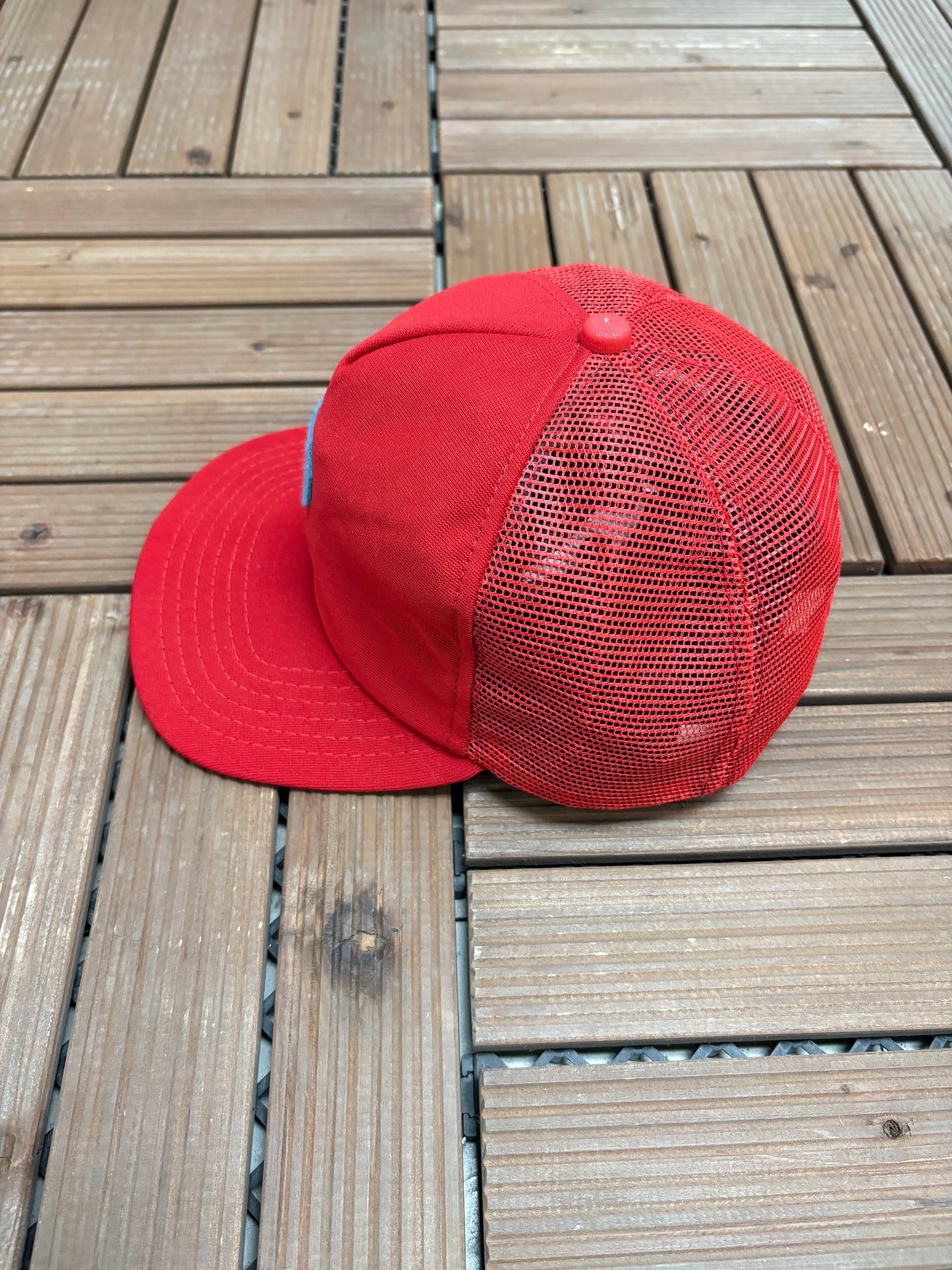 Philadelphia Phillies Graphic Hat | Snap Back | Vintage 1990s Made in USA New Era Red Cap |