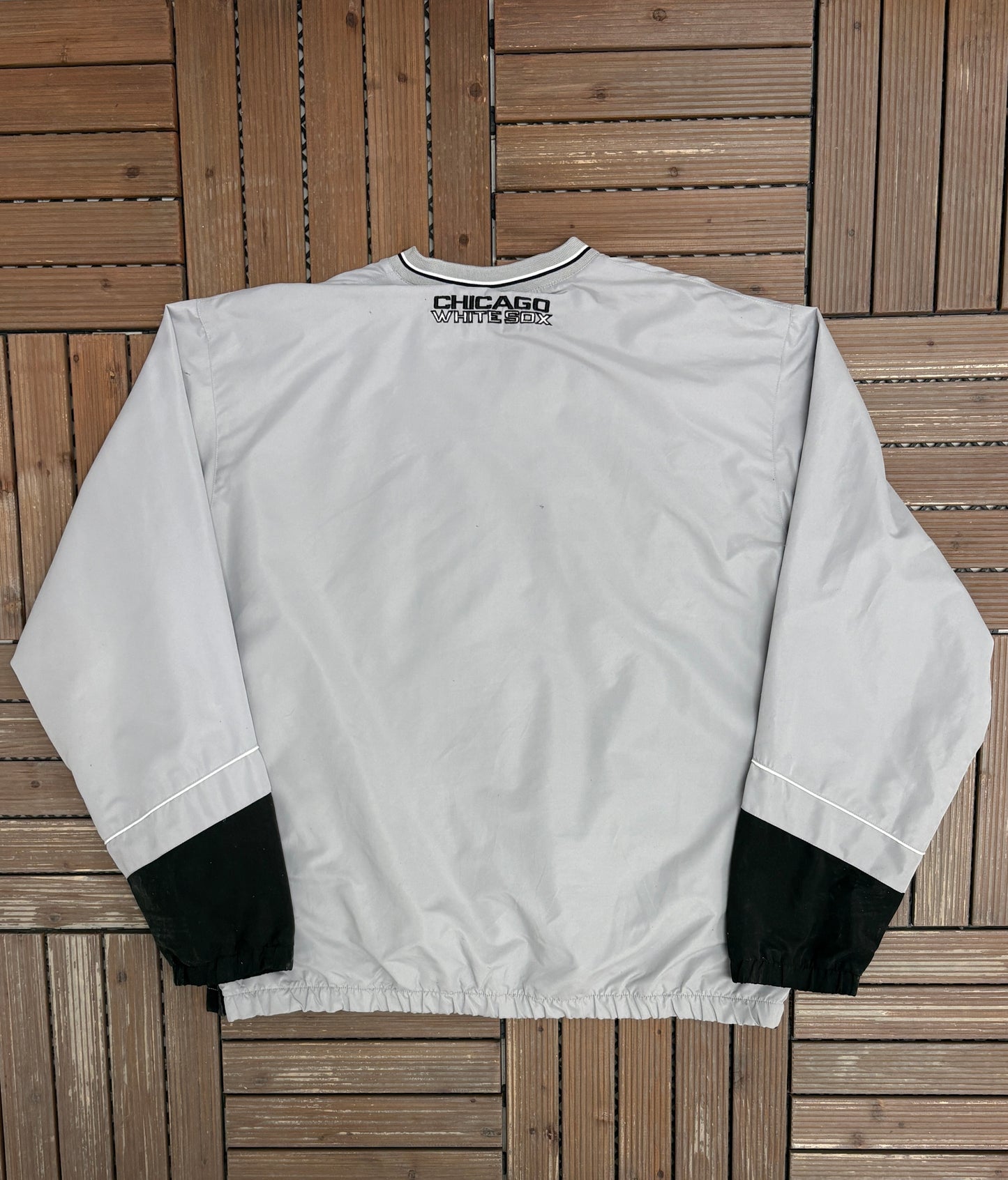 Chicago White Sox Stitched Graphic Windbreaker | Size X-Large | Vintage 1990s MLB Baseball Grey Jacket |