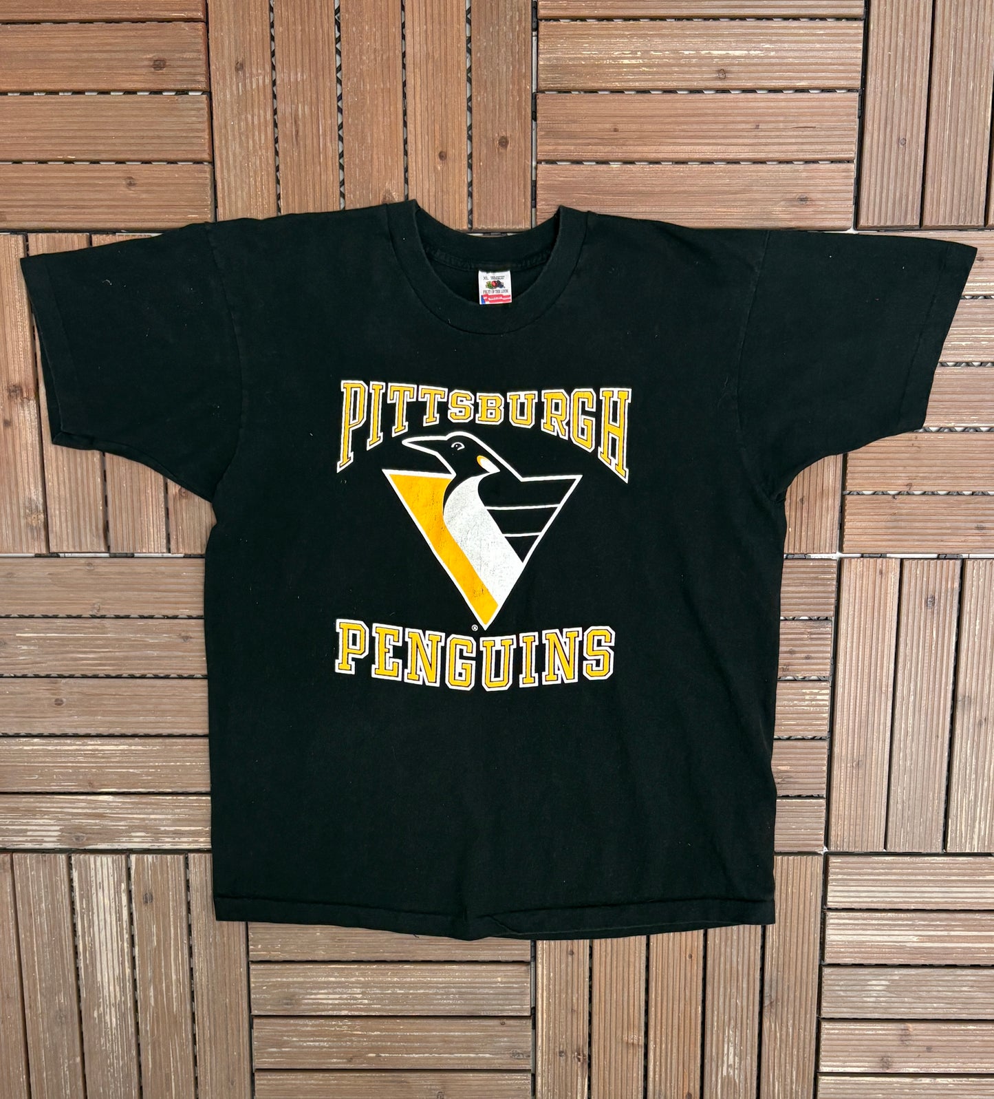 Pittsburgh Penguins Shawn McEachern Graphic Tee | Size X-Large | Vintage 1990s NHL Hockey Black T-Shirt |