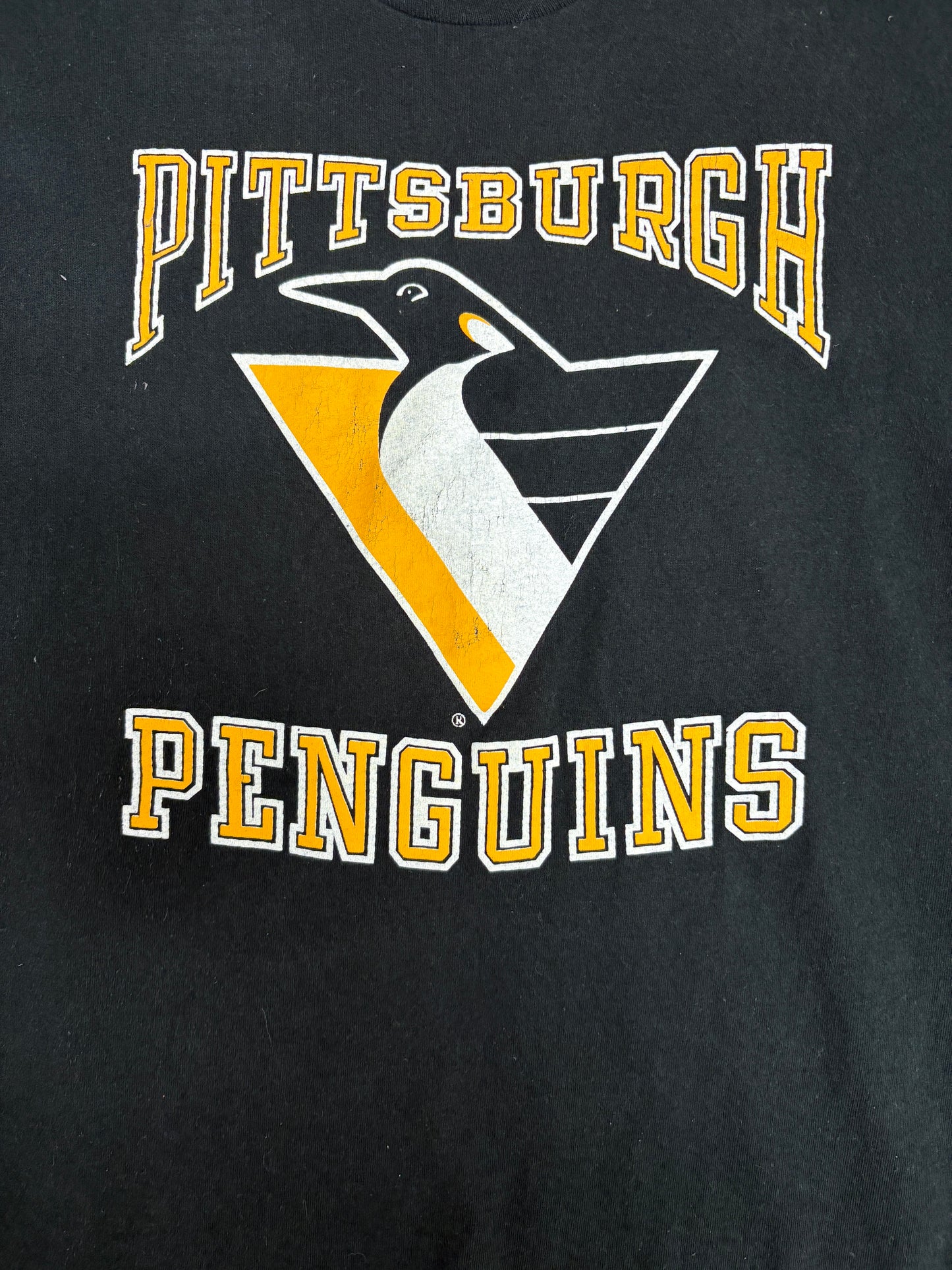 Pittsburgh Penguins Shawn McEachern Graphic Tee | Size X-Large | Vintage 1990s NHL Hockey Black T-Shirt |