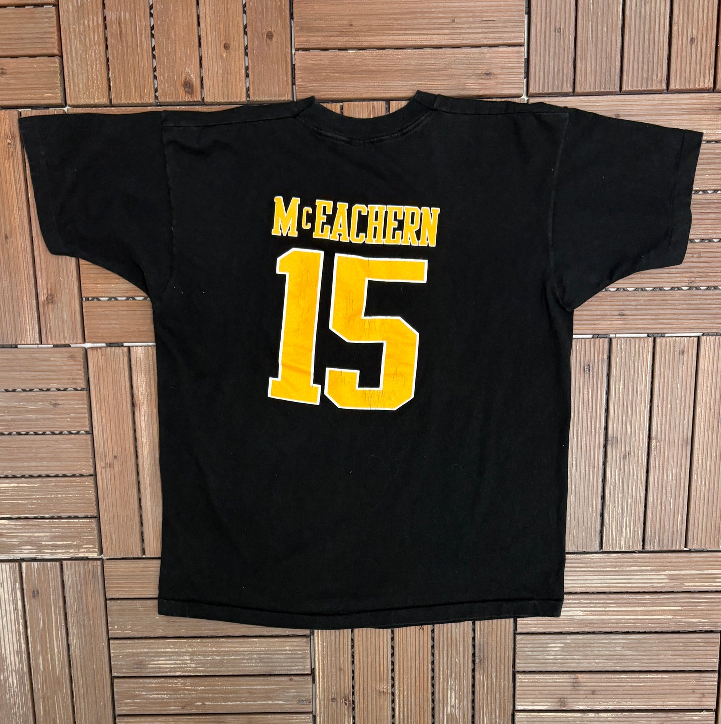Pittsburgh Penguins Shawn McEachern Graphic Tee | Size X-Large | Vintage 1990s NHL Hockey Black T-Shirt |
