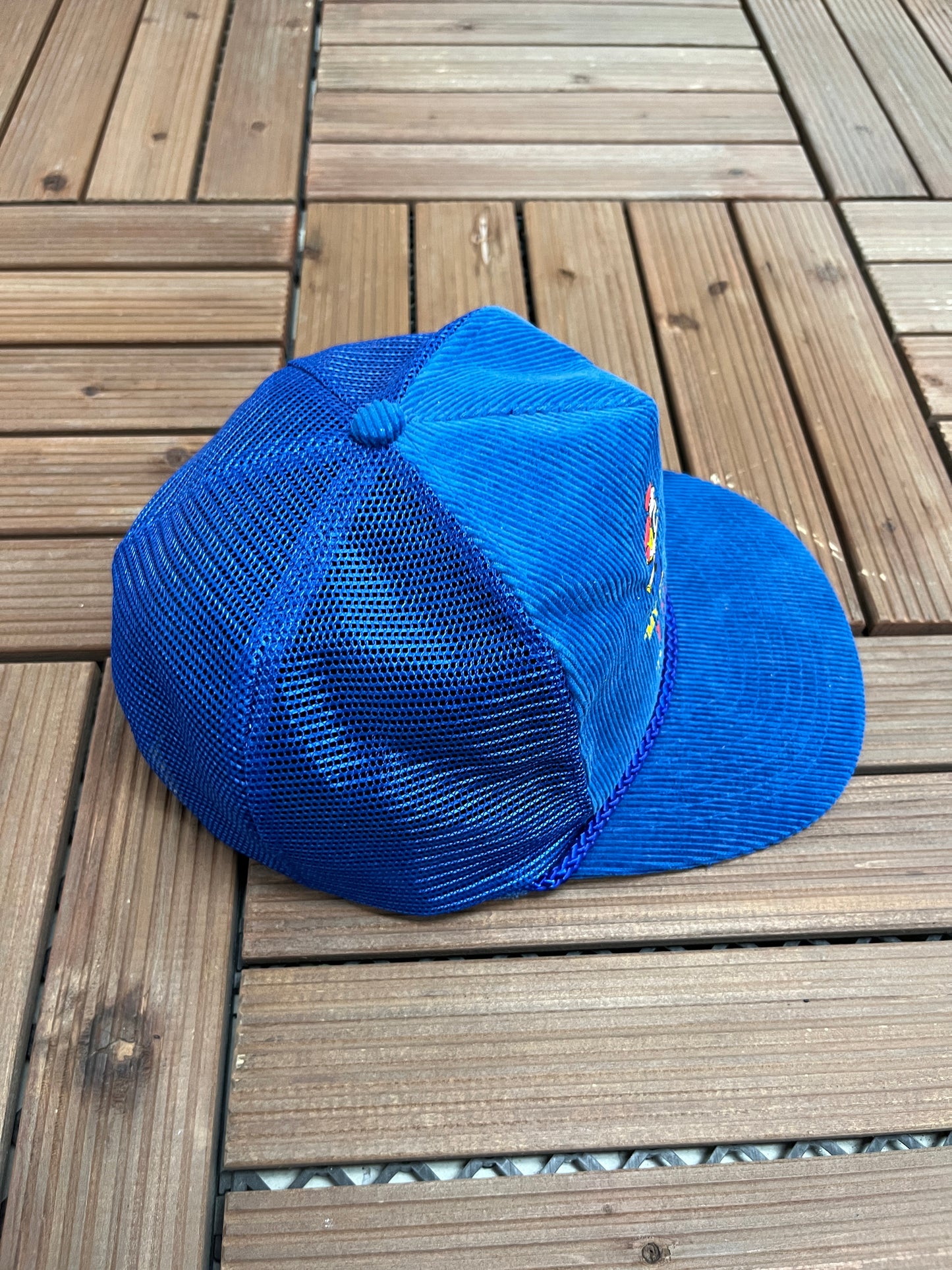 My Friends Say I Hunt Too Much Graphic Hat | Snap Back | Vintage 1990s Funny Blue Trucker Cap |