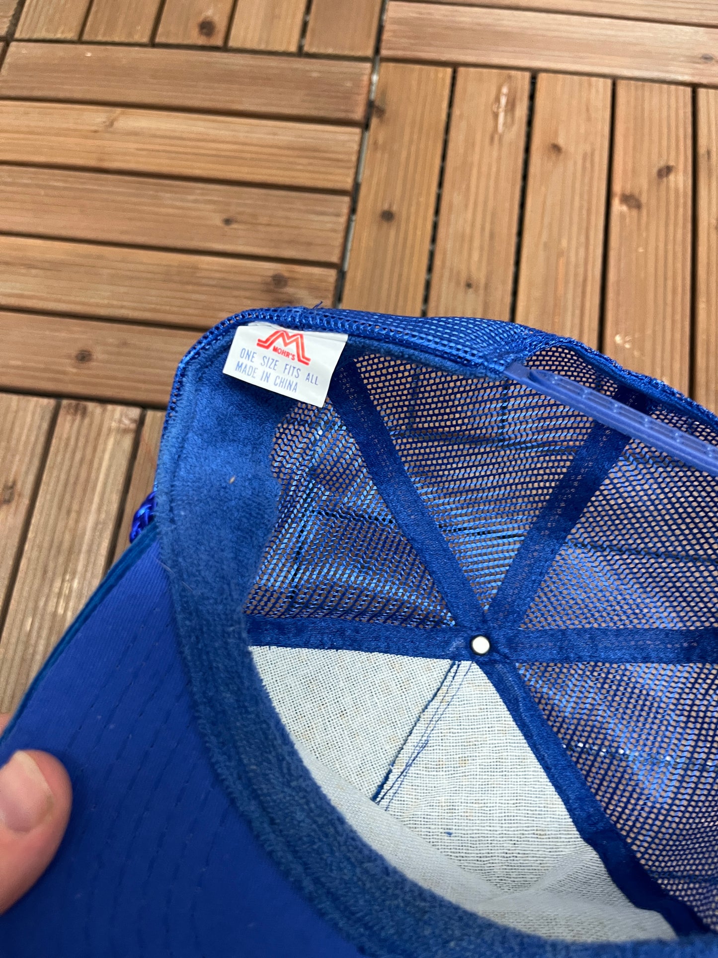 My Friends Say I Hunt Too Much Graphic Hat | Snap Back | Vintage 1990s Funny Blue Trucker Cap |