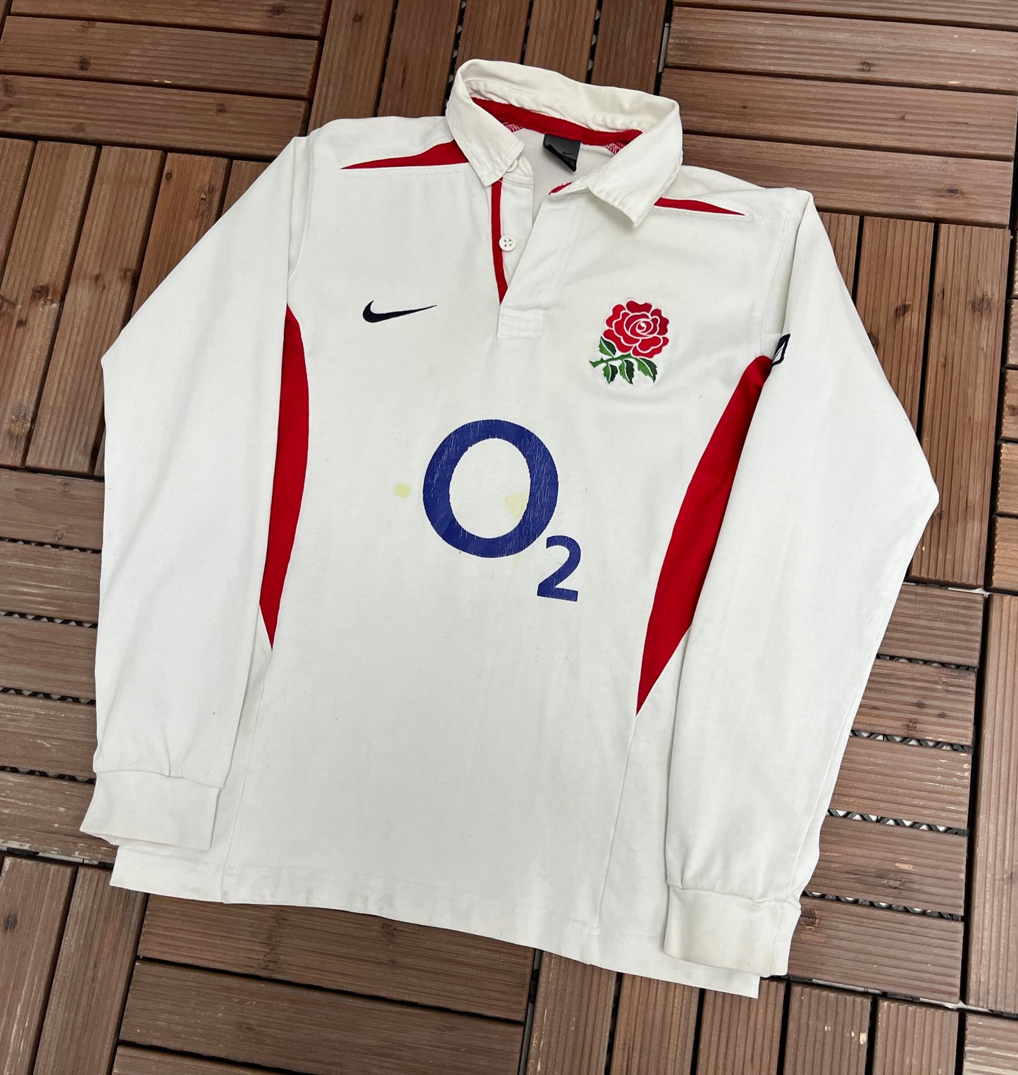 England Nike Rugby Jersey | Size Small | Vintage 2000s Nike Branded Rugby White T-Shirt |