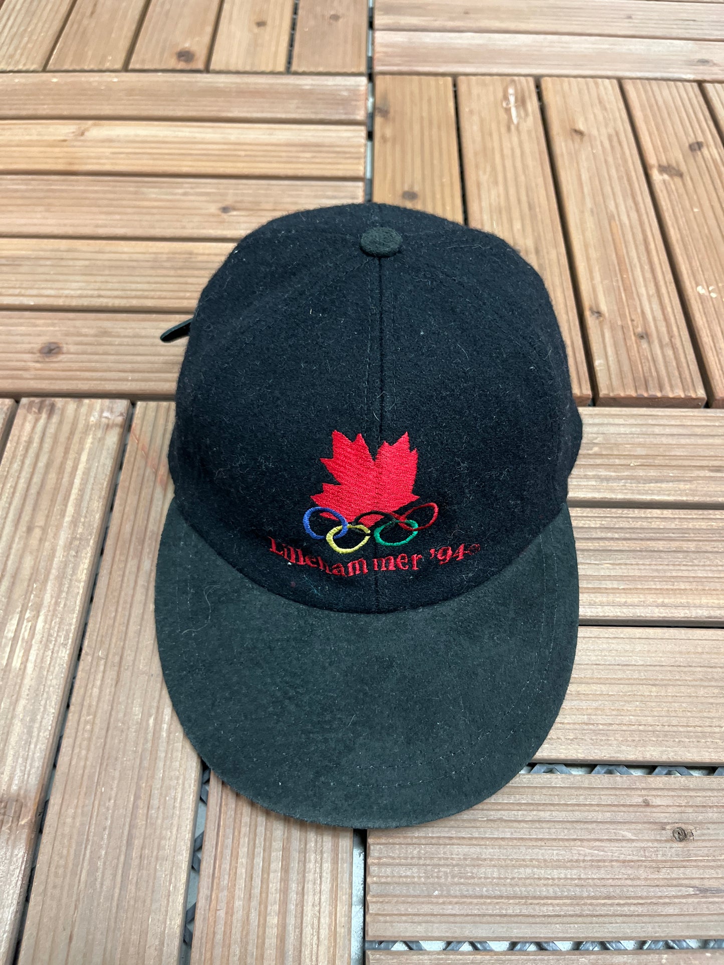Team Canada Lillehammer '94 Olympics Embroidered Hat | Metal Clasp | Vintage 1990s Black Cap |