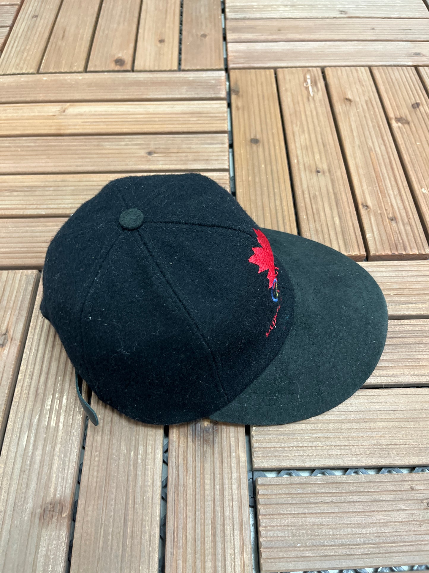 Team Canada Lillehammer '94 Olympics Embroidered Hat | Metal Clasp | Vintage 1990s Black Cap |