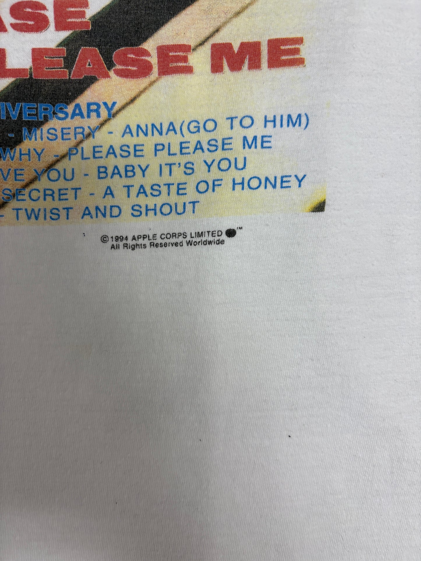 The Beatles Please Please Me Graphic Tee | Size X-Large | Vintage 1990s Rock Band Music White T-Shirt |