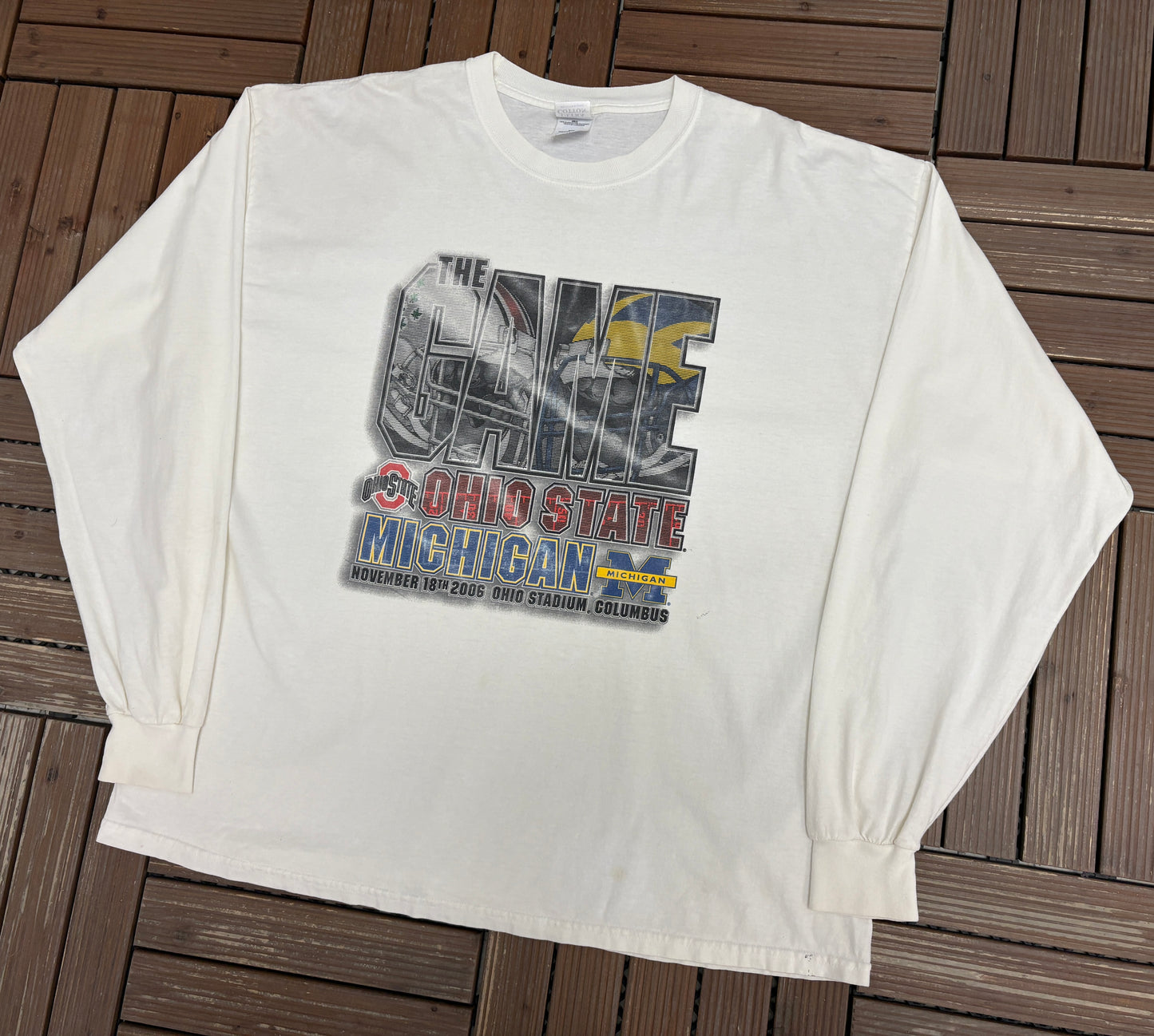 The Game Ohio State Buckeyes vs. Michigan Wolverines Graphic Tee | Size XX-Large | Vintage 2000s White Long Sleeve Shirt |
