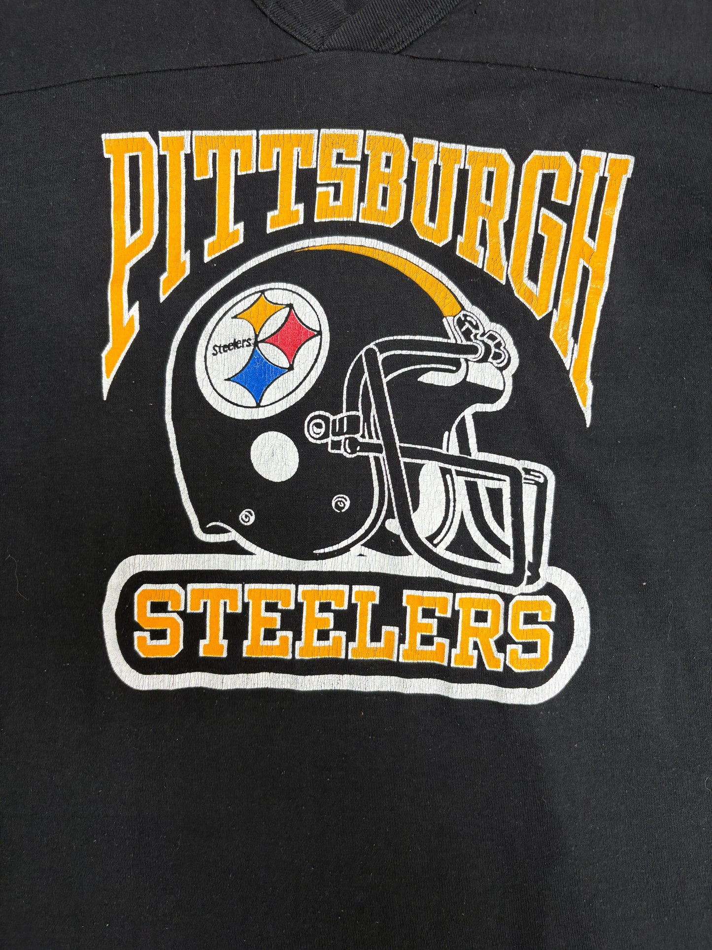 Pittsburgh Steelers Graphic Tee | Size Medium | Vintage 1980s NFL Football Black T-Shirt |