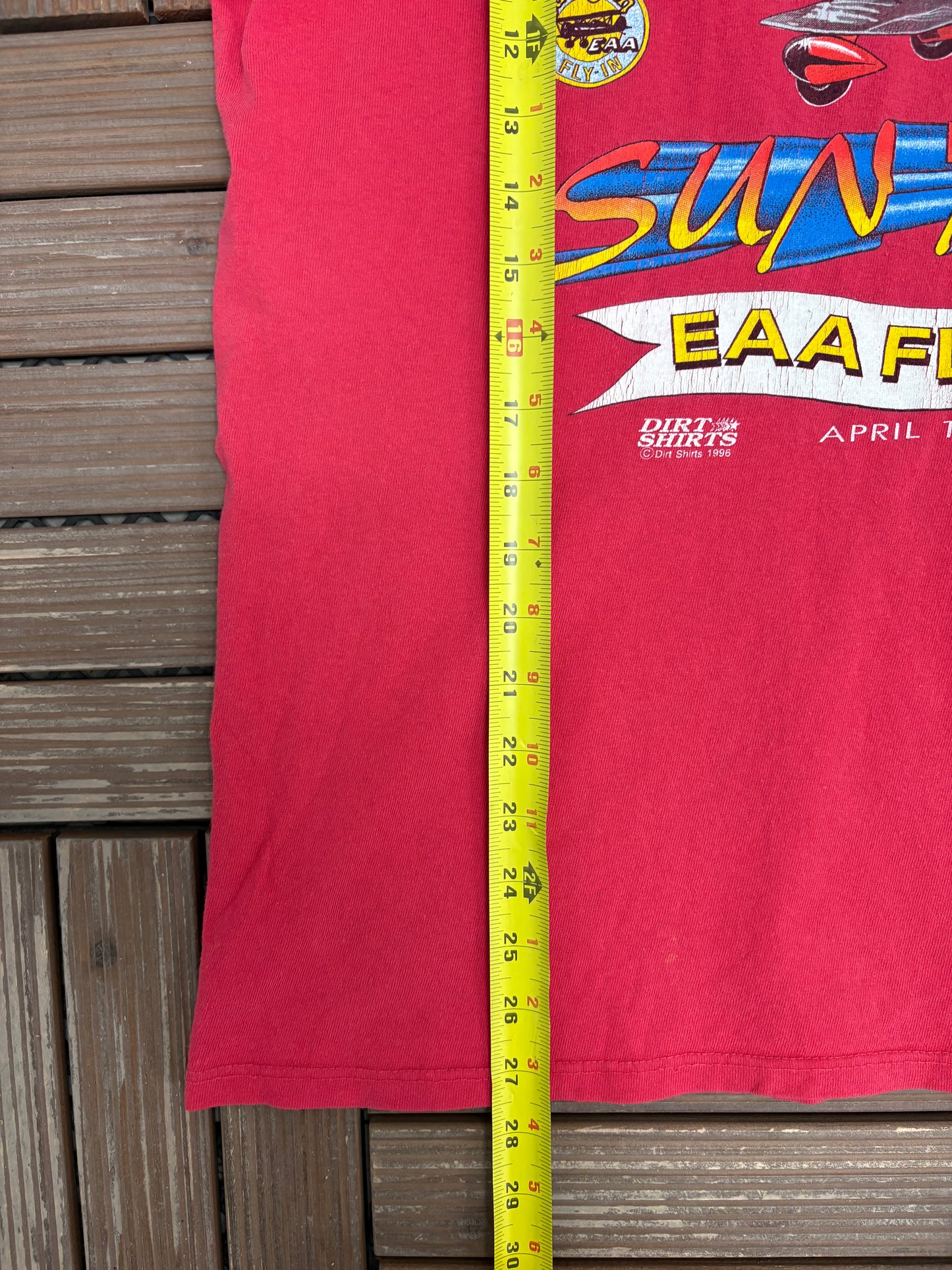 EAA Fly-In Sun N' Fun Graphic Tee | Size X-Large | Vintage 1990s Promotional Red T-Shirt |