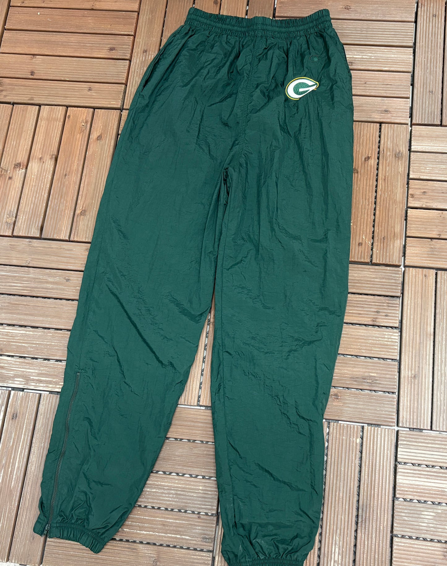 Green Bay Packers Graphic Track Pants | Size Medium | Vintage 1990s NFL Football Track Pants |