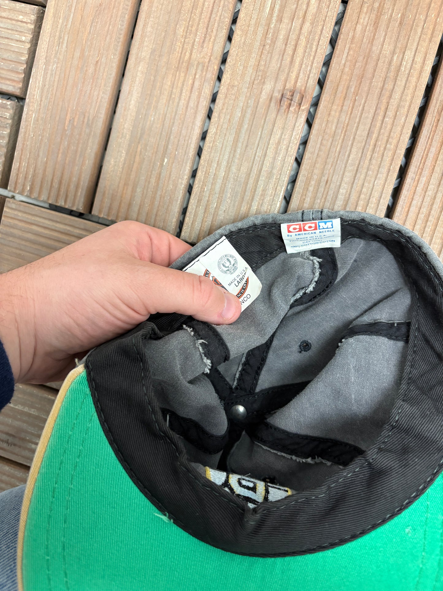 Boston Bruins Embroidered Graphic Hat | Size Large | Vintage 1990s NHL Hockey Grey Cap |