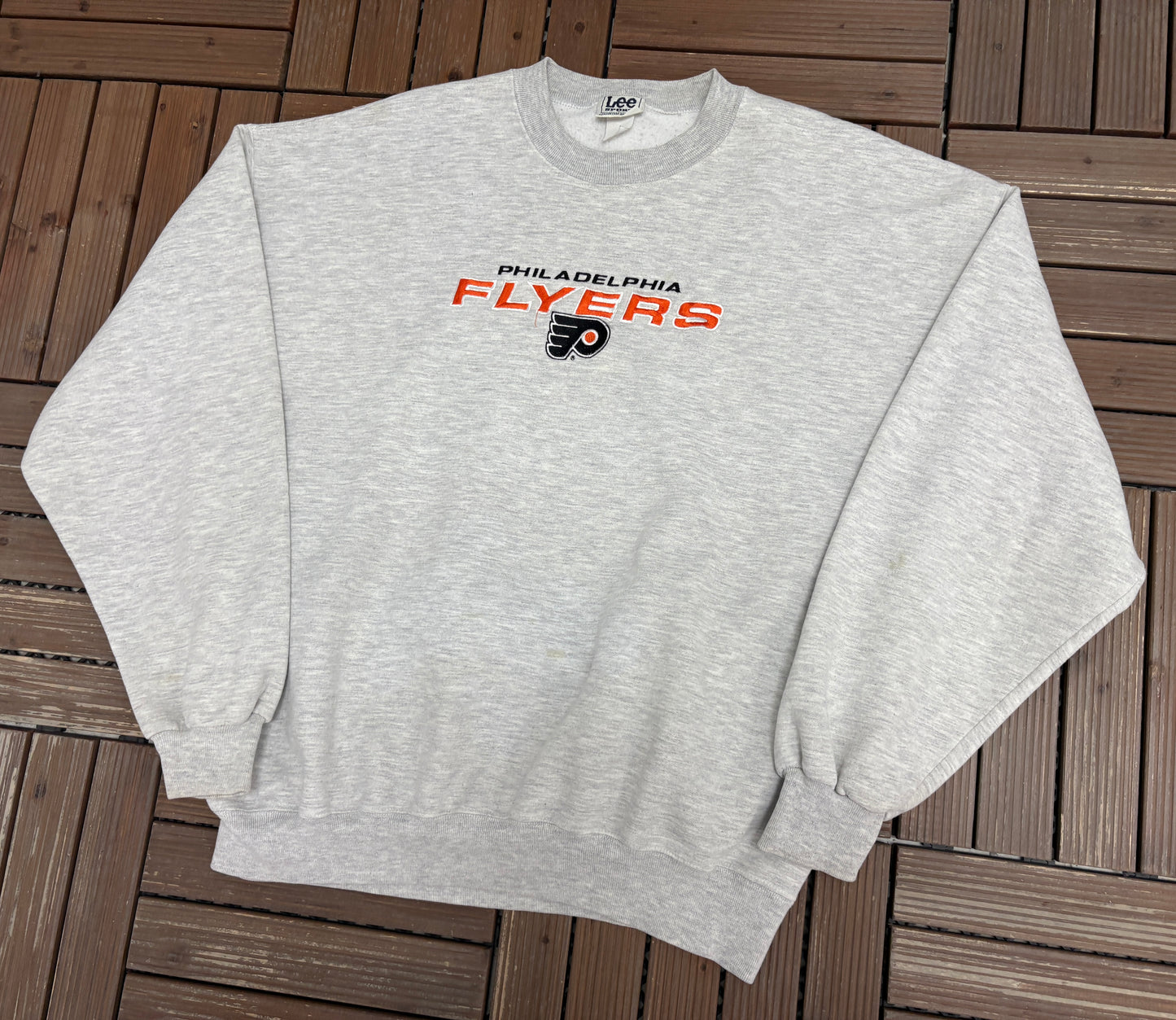Philadelphia Flyers Embroidered Graphic Crewneck | Size XX-Large | Vintage 1990s NHL Hockey Grey Sweater |