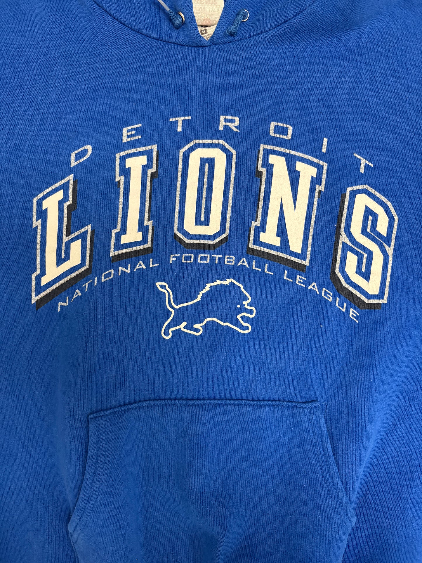 Detroit Lions Graphic Hoodie | Size Medium | Vintage 1990s NFL Football Blue Sweater |