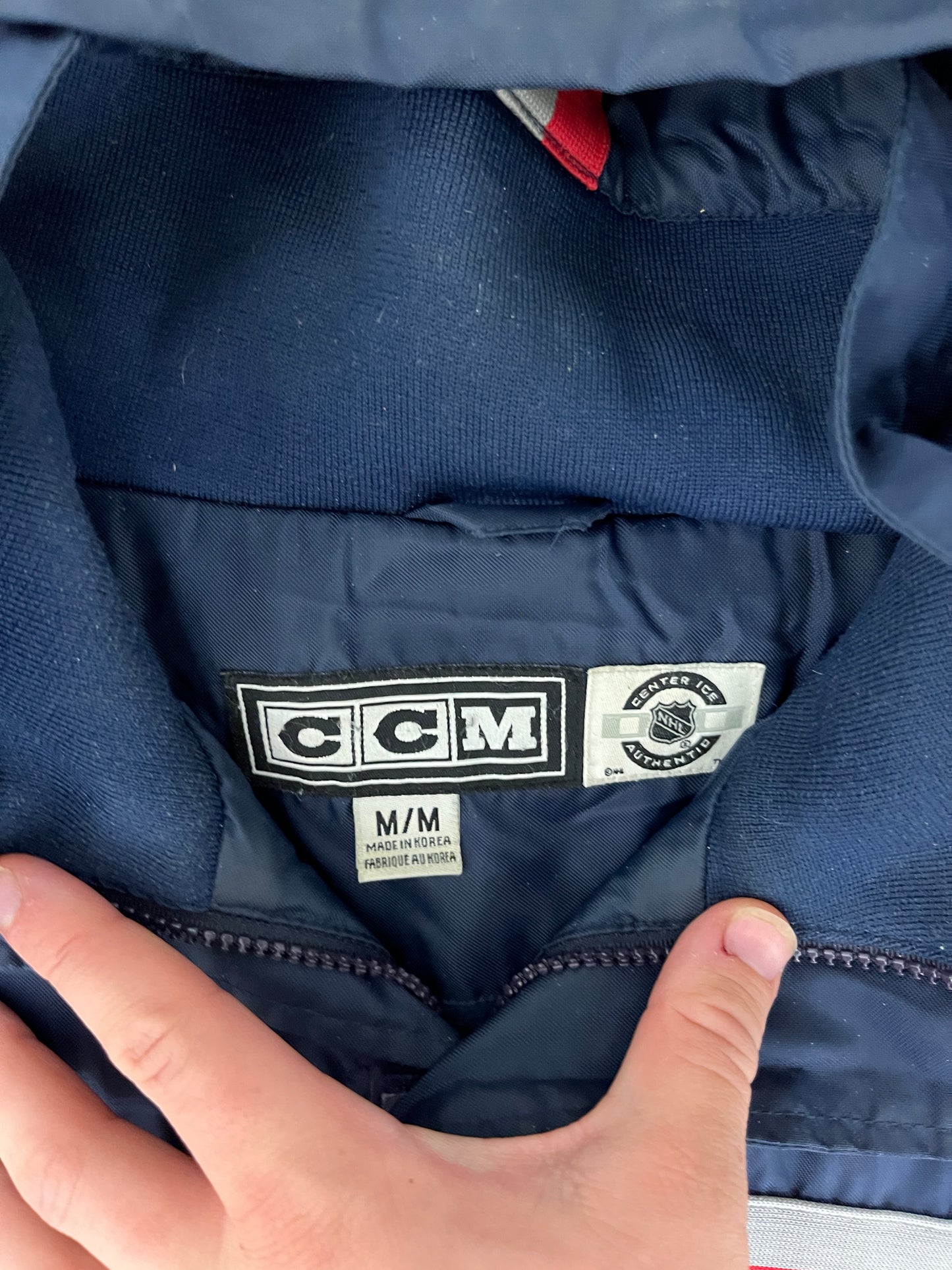 Columbus Blue Jackets Graphic Jacket | Size Medium | Vintage 2000s NHL Hockey Blue Jacket |
