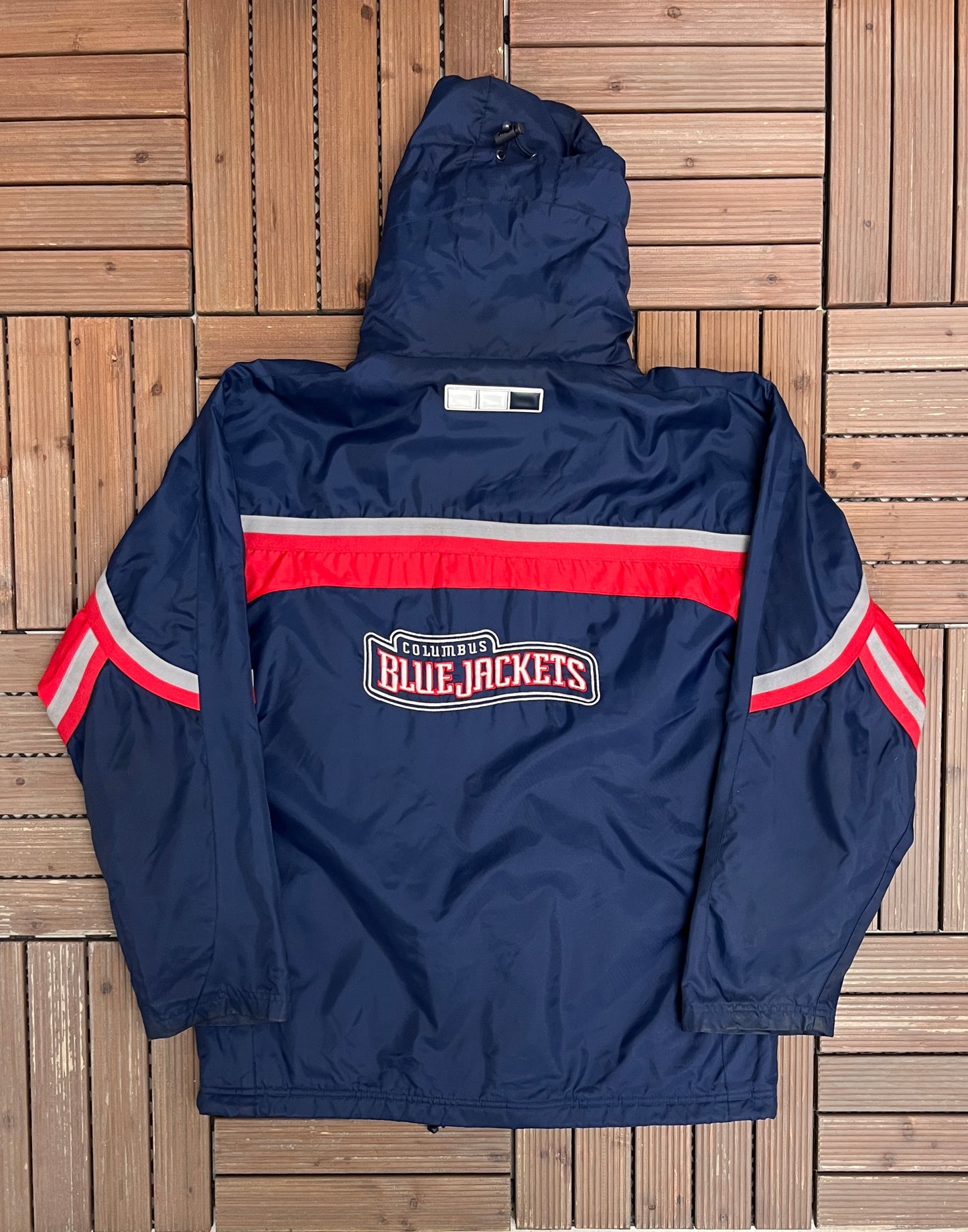 Columbus Blue Jackets Graphic Jacket | Size Medium | Vintage 2000s NHL Hockey Blue Jacket |