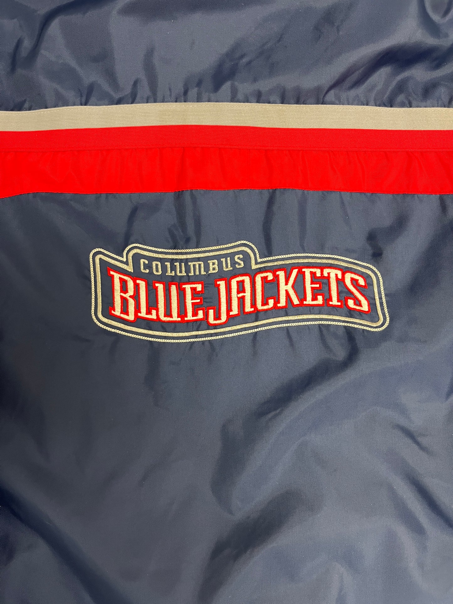 Columbus Blue Jackets Graphic Jacket | Size Medium | Vintage 2000s NHL Hockey Blue Jacket |