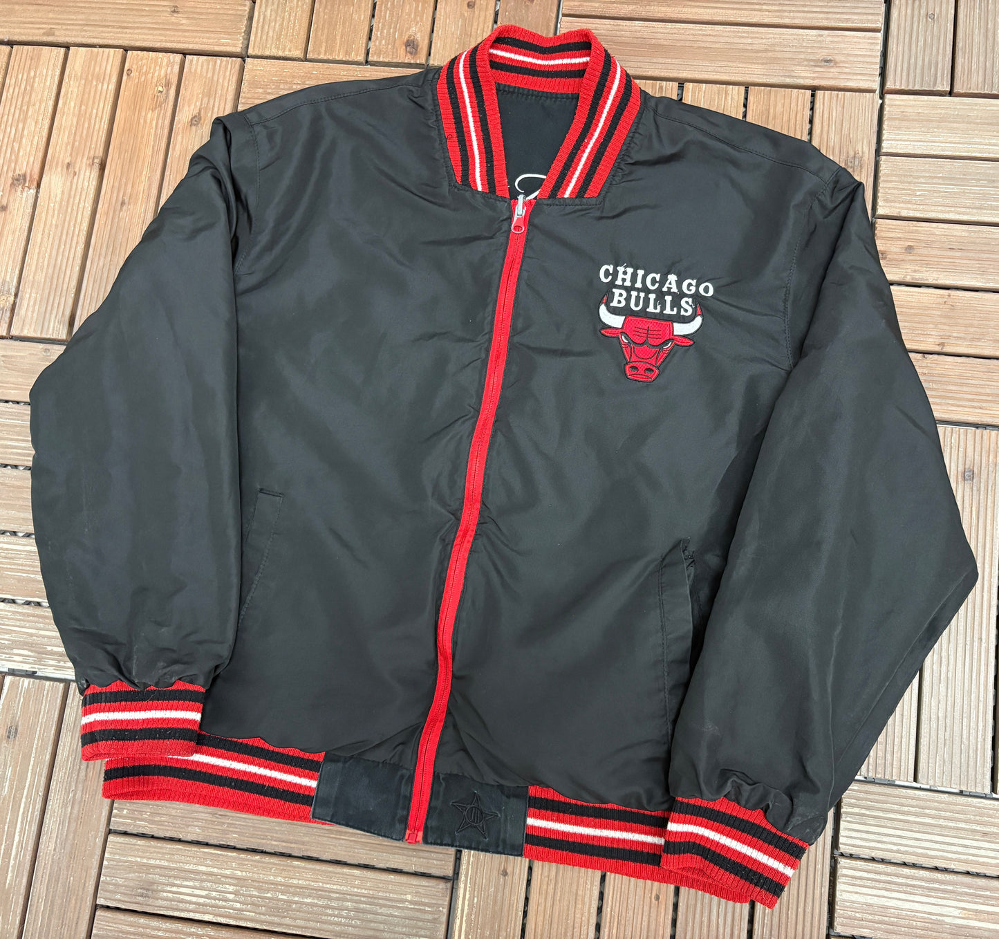 Chicago Bulls Champions Reversible Jacket | Size X-Large | Vintage 2000s NBA Basketball Black Jacket |
