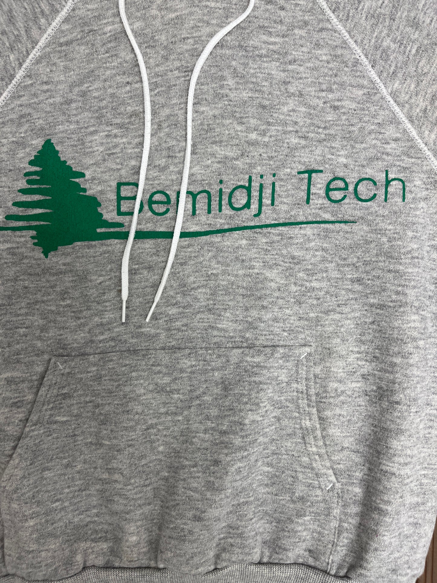Bemidji Tech Graphic Hoodie | Size Medium | Vintage 1980s Made in USA College Grey Sweater |