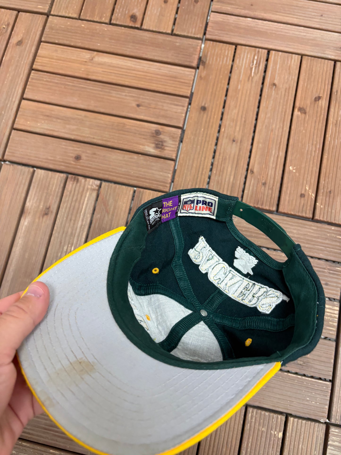 Green Bay Packers Embroidered Graphic Hat | Snap Back | Vintage 1990s Starter NFL Football Green Cap |