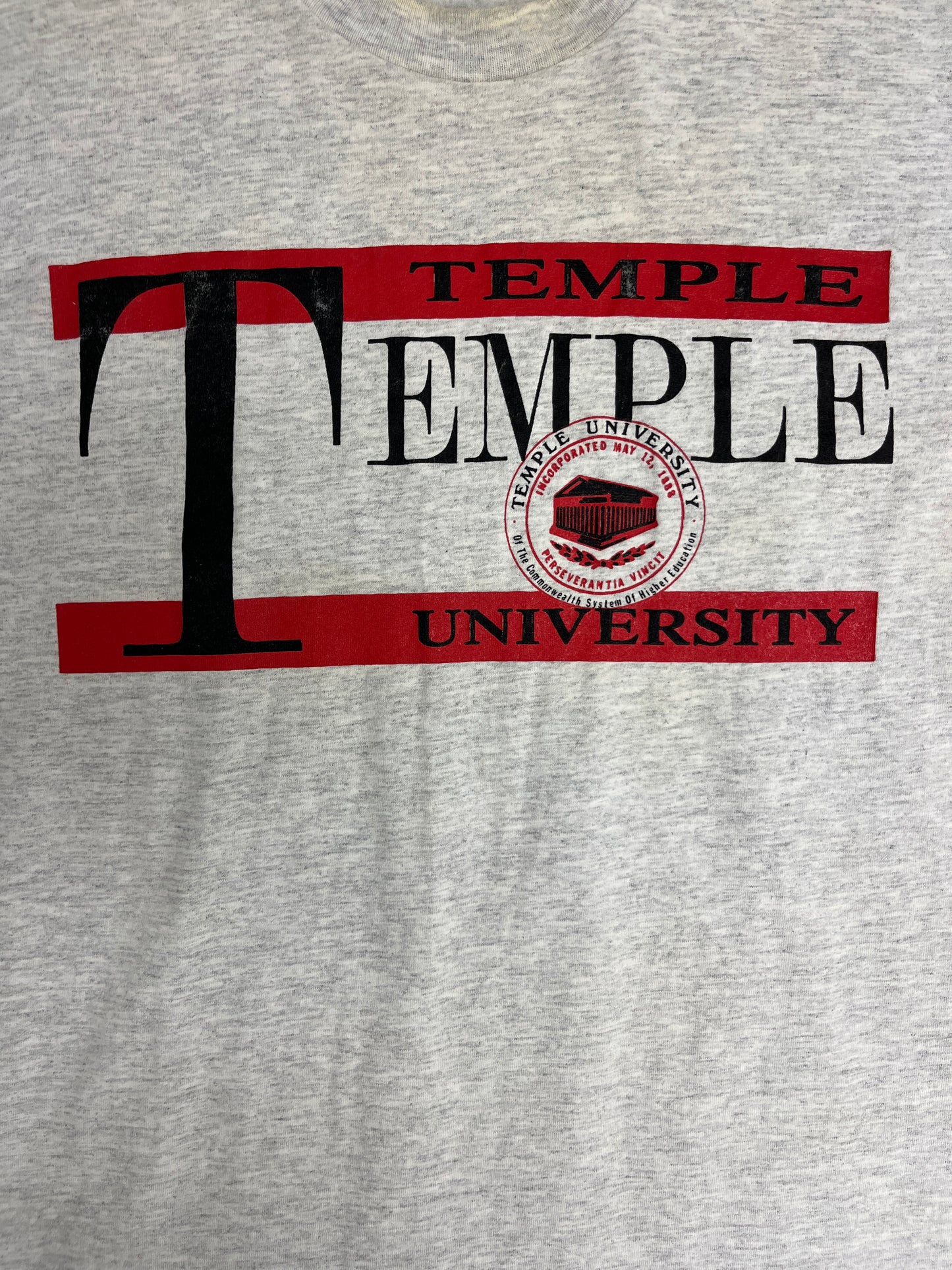 Temple Owls University Graphic Tee | Size X-Large | Vintage 1990s College Grey T-Shirt |