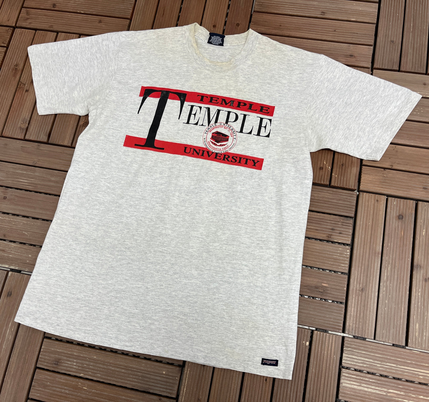 Temple Owls University Graphic Tee | Size X-Large | Vintage 1990s College Grey T-Shirt |